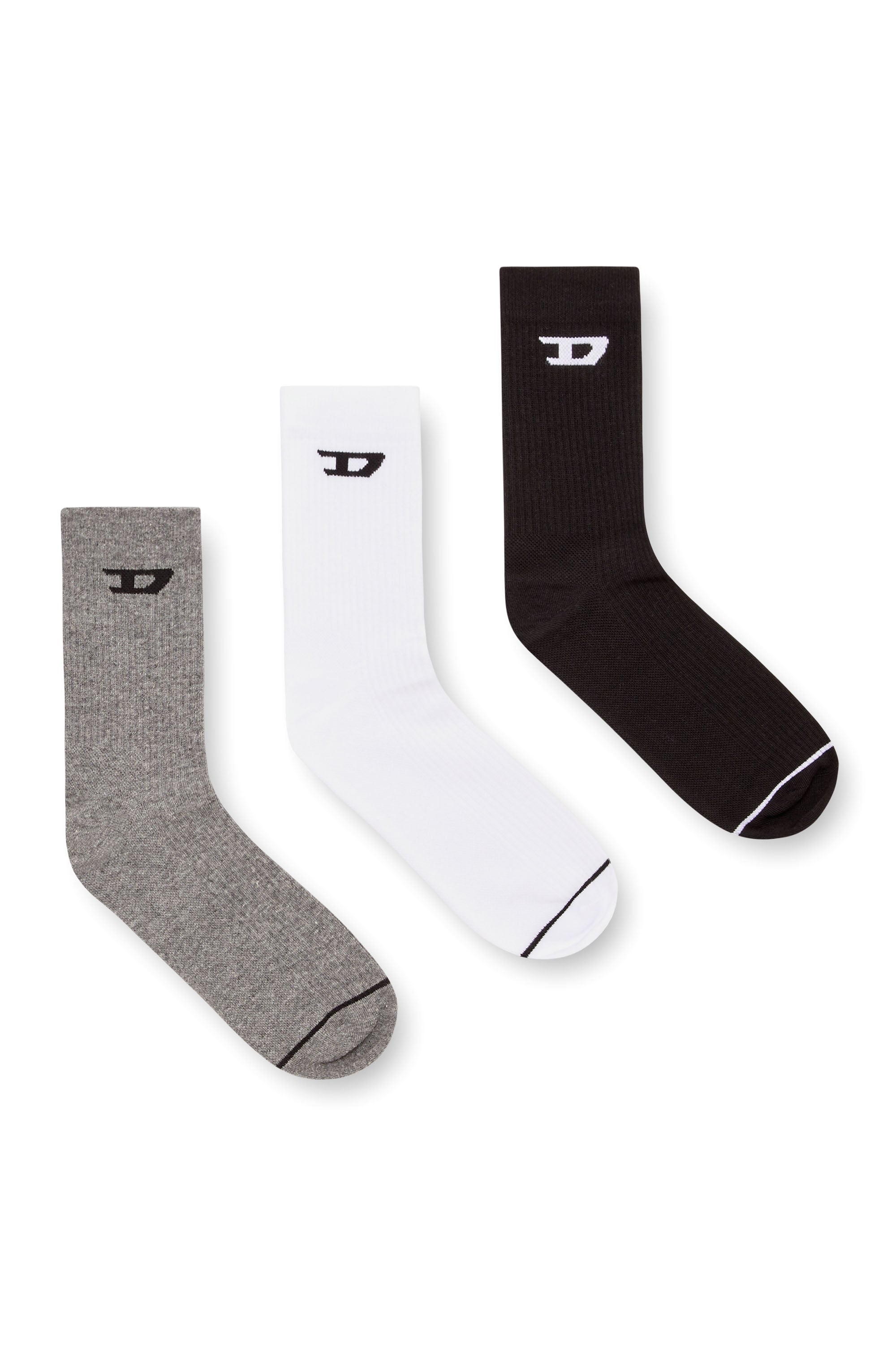 Diesel - Three-pack ribbed socks with D logo - Socks - Man - Multicolor