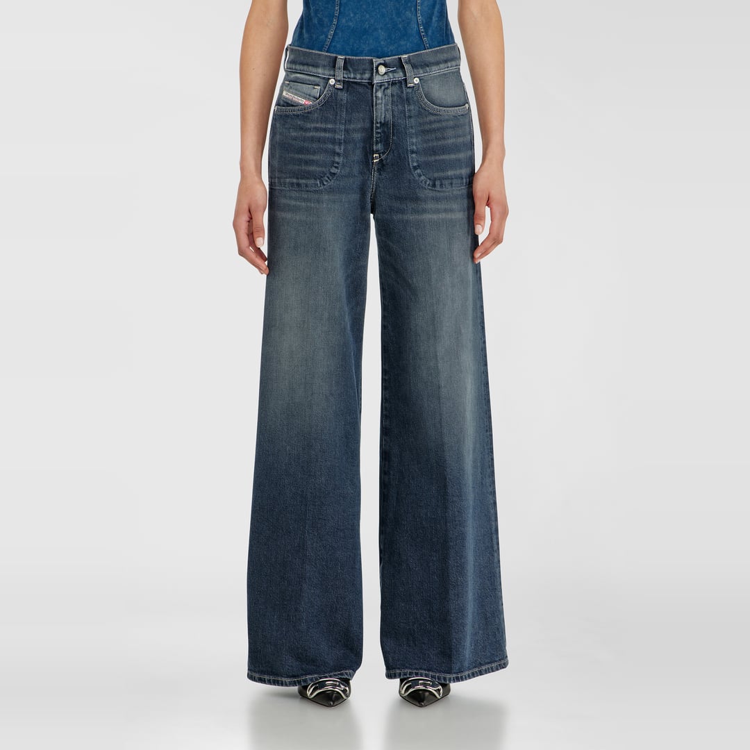 Diesel Flare Jeans Regular Waist 1978 D-Akemi, Dark blue, Zip fly