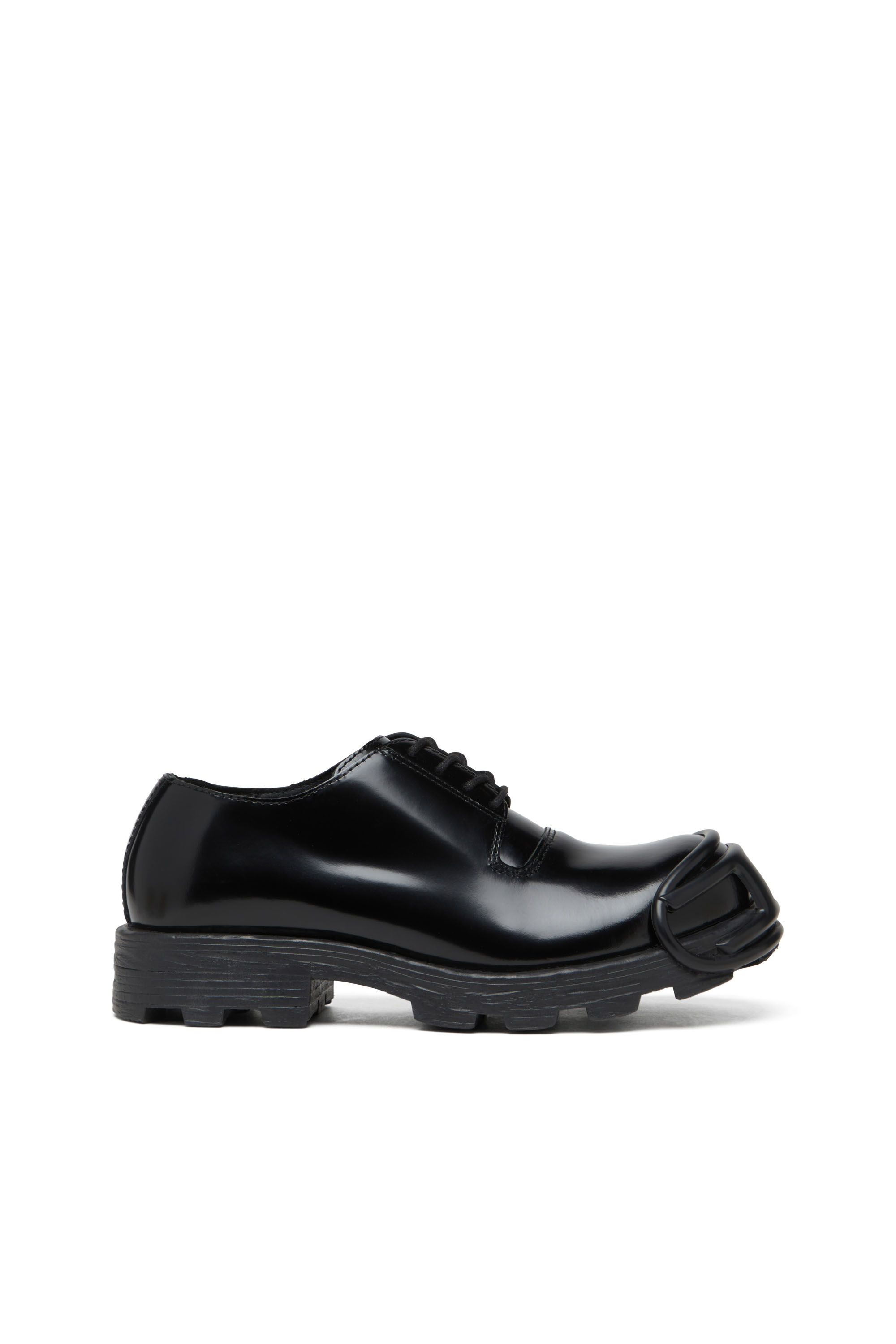 Diesel Homem Preto - D-Hammer-Leather Lace-Up Shoes With Oval D Toe Cap - Lace Ups And Clogs - Man Tamanho 42
