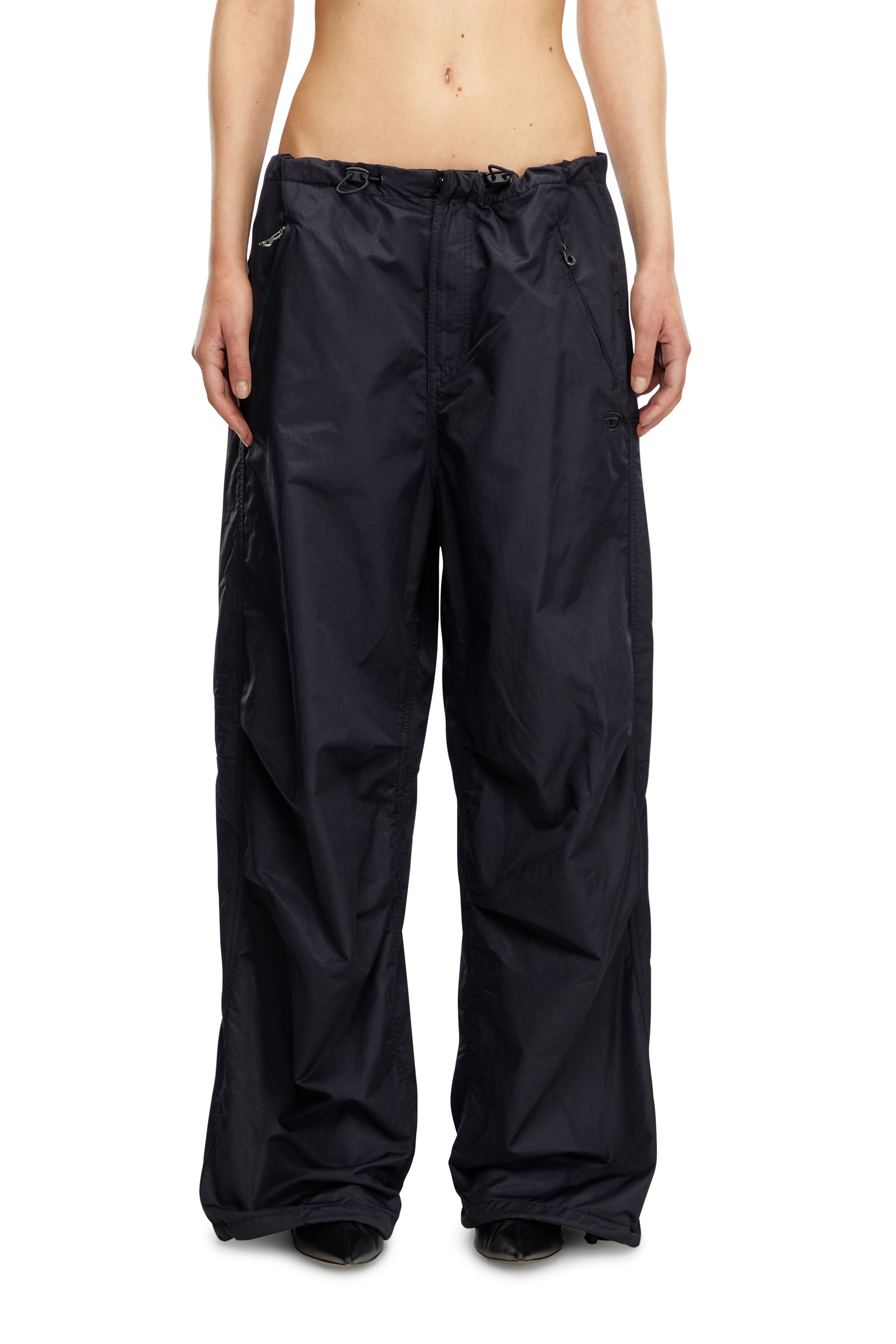 Diesel - Ergonomic cargo pants in micro twill - Pants - Woman - Black