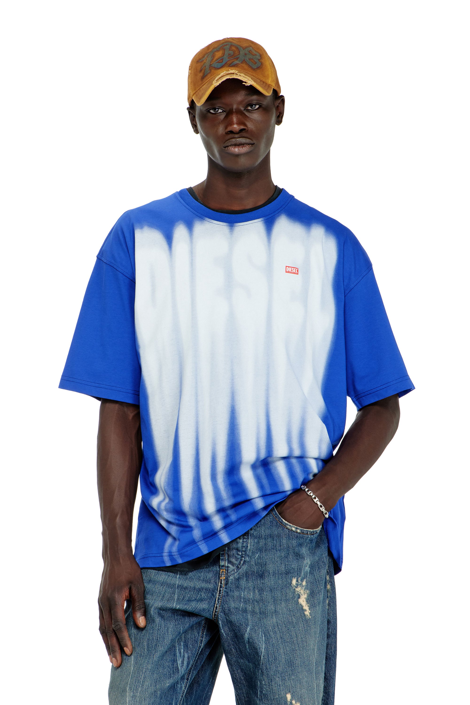 Diesel - Cotton T-shirt with bold logo print - T-Shirts - Man - Multicolor