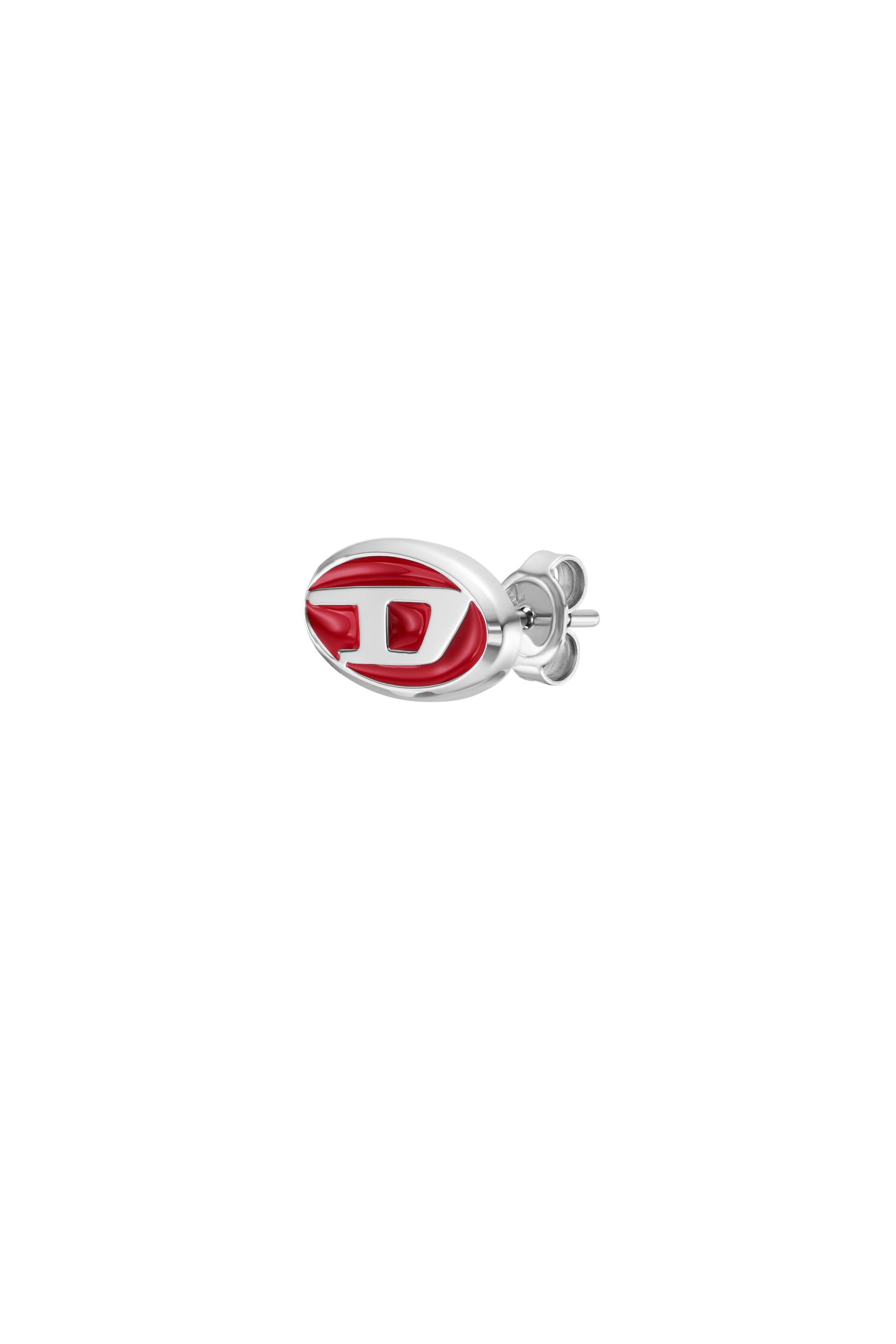Diesel - Red enamel and stainless steel single stud earring - Earrings - Unisex - Silver