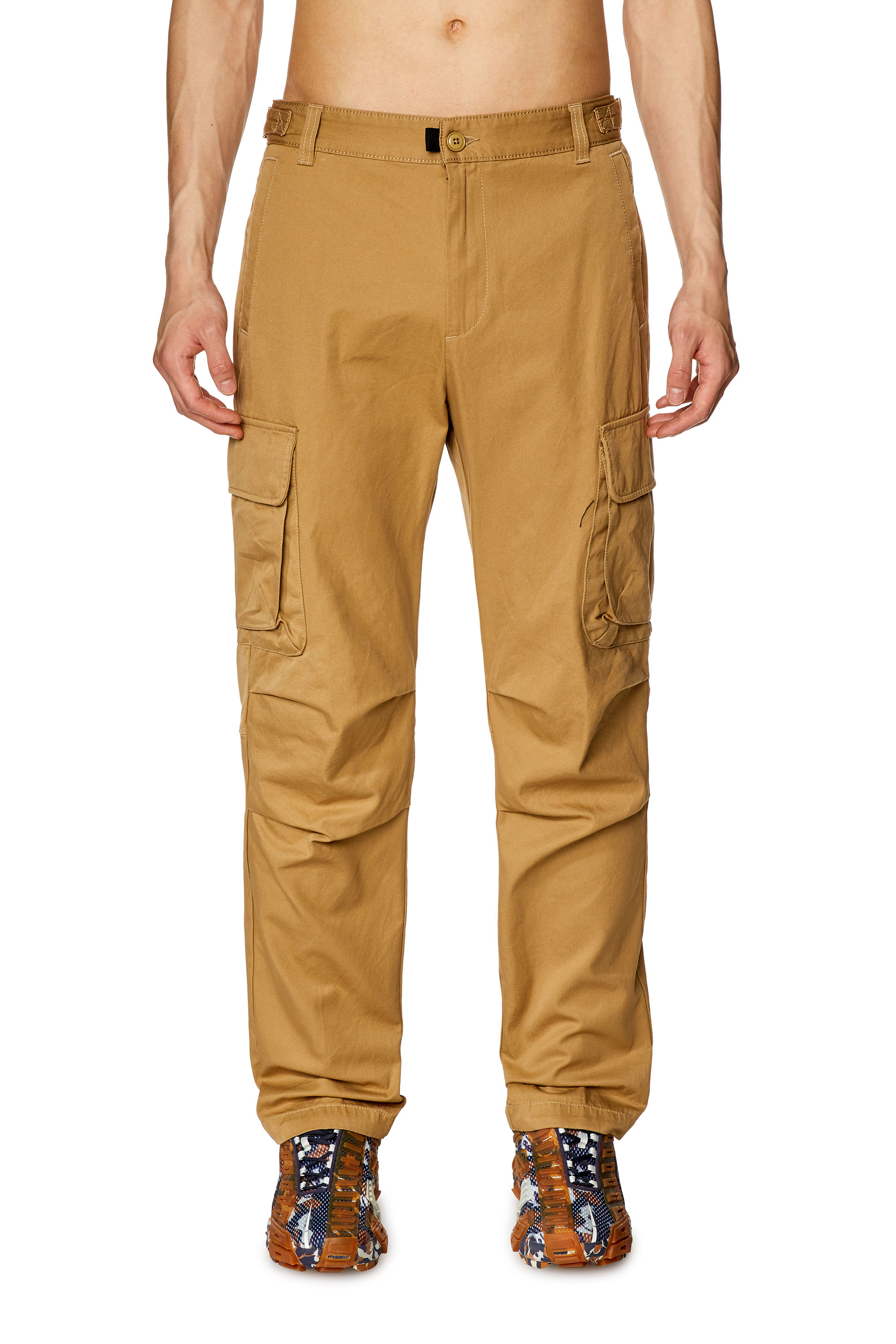 Diesel Pantaloni Cargo In Twill Di Cotone Biologico In Brown