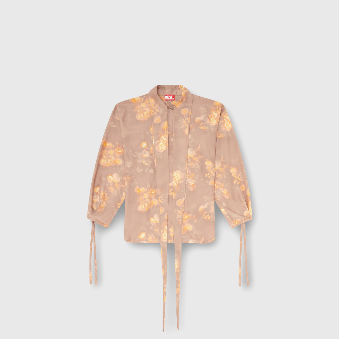 Diesel - Chemise en soie habotai à motif floral - Chemises - Femme - Marron