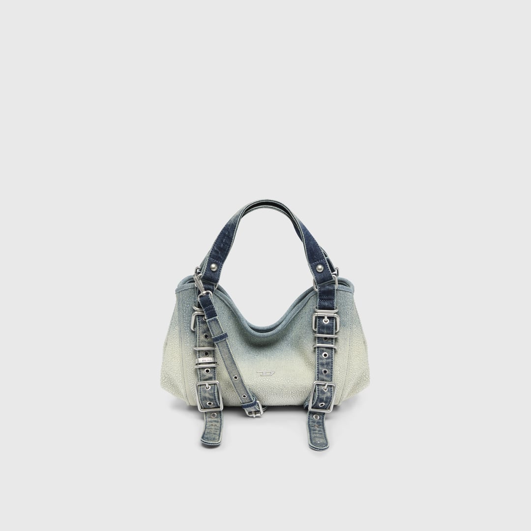 Diesel - D-One-Small top-handle bag in crystal solarised denim - Handbags - Woman - Blue