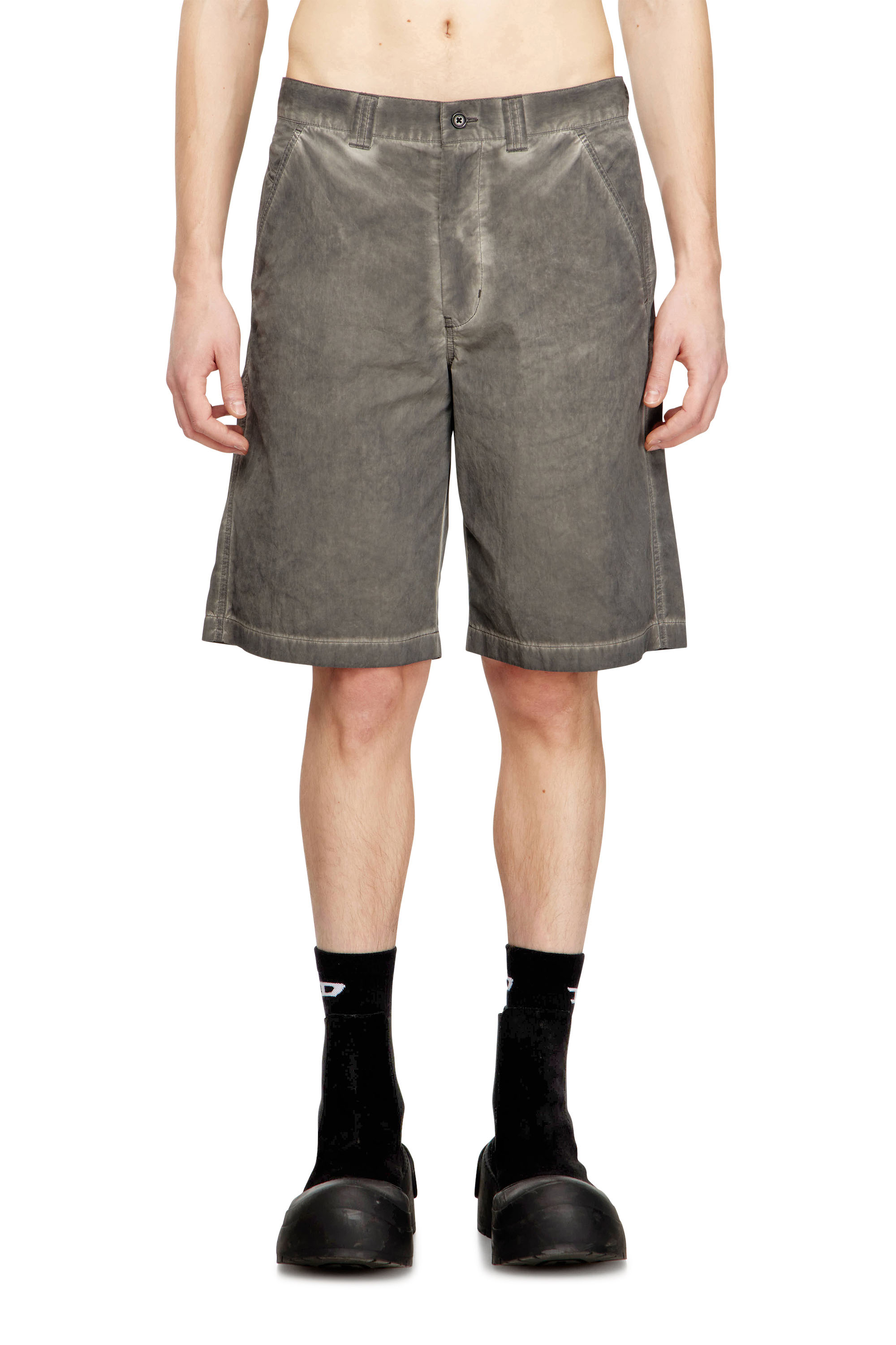 Diesel - P-HANT-CHINO-SHORT-TREAT, Man's Nylon-cotton shorts with pigment dye in Grey - 2