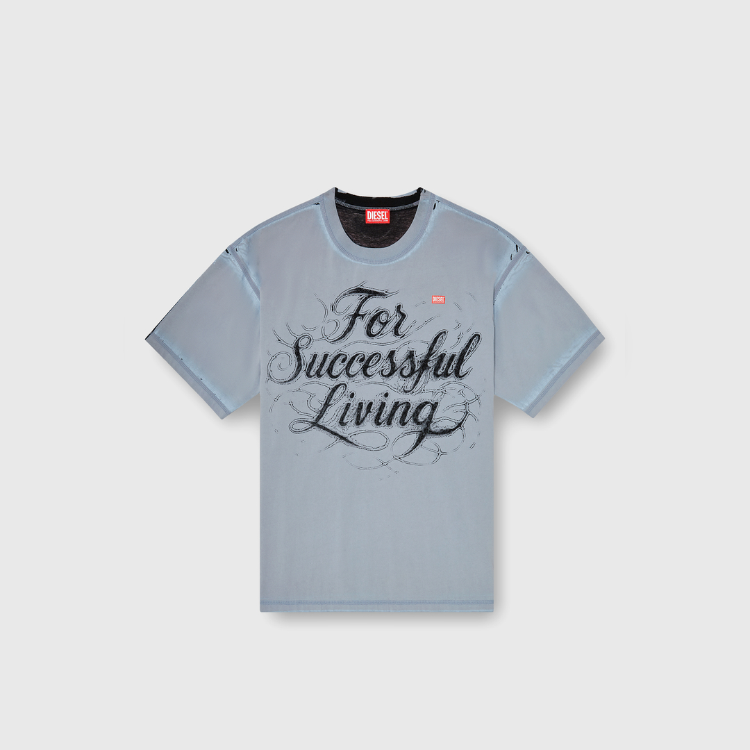 Diesel, T-shirt with For Successful Living print, T-Shirts, Man in Grey