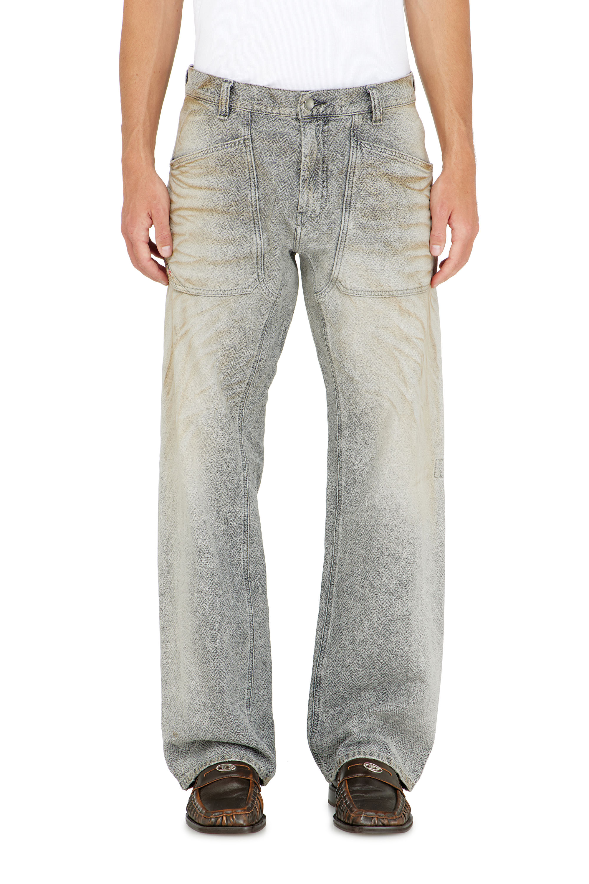 Diesel Relaxed Jeans Regular Waist D-Zeta, Grey, Zip fly
