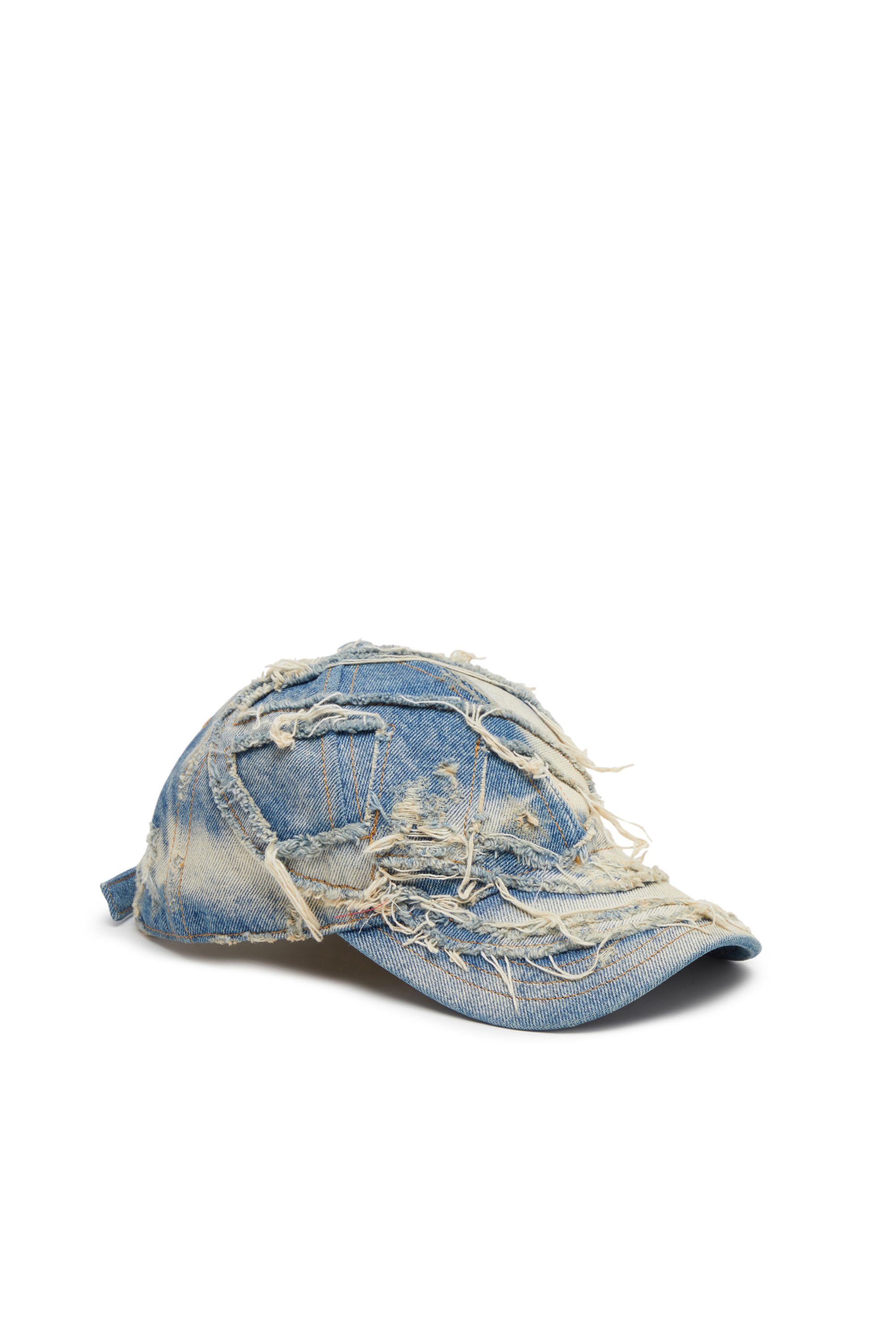 Diesel - Baseball hat in destroyed denim - Caps - Man - Blue