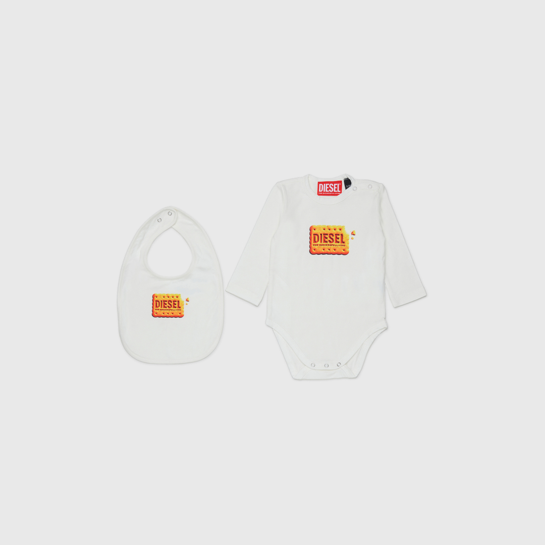 Diesel - Ensemble nouveau-né avec logo Biscotto imprimé - Ensemble - Mixte - Blanc