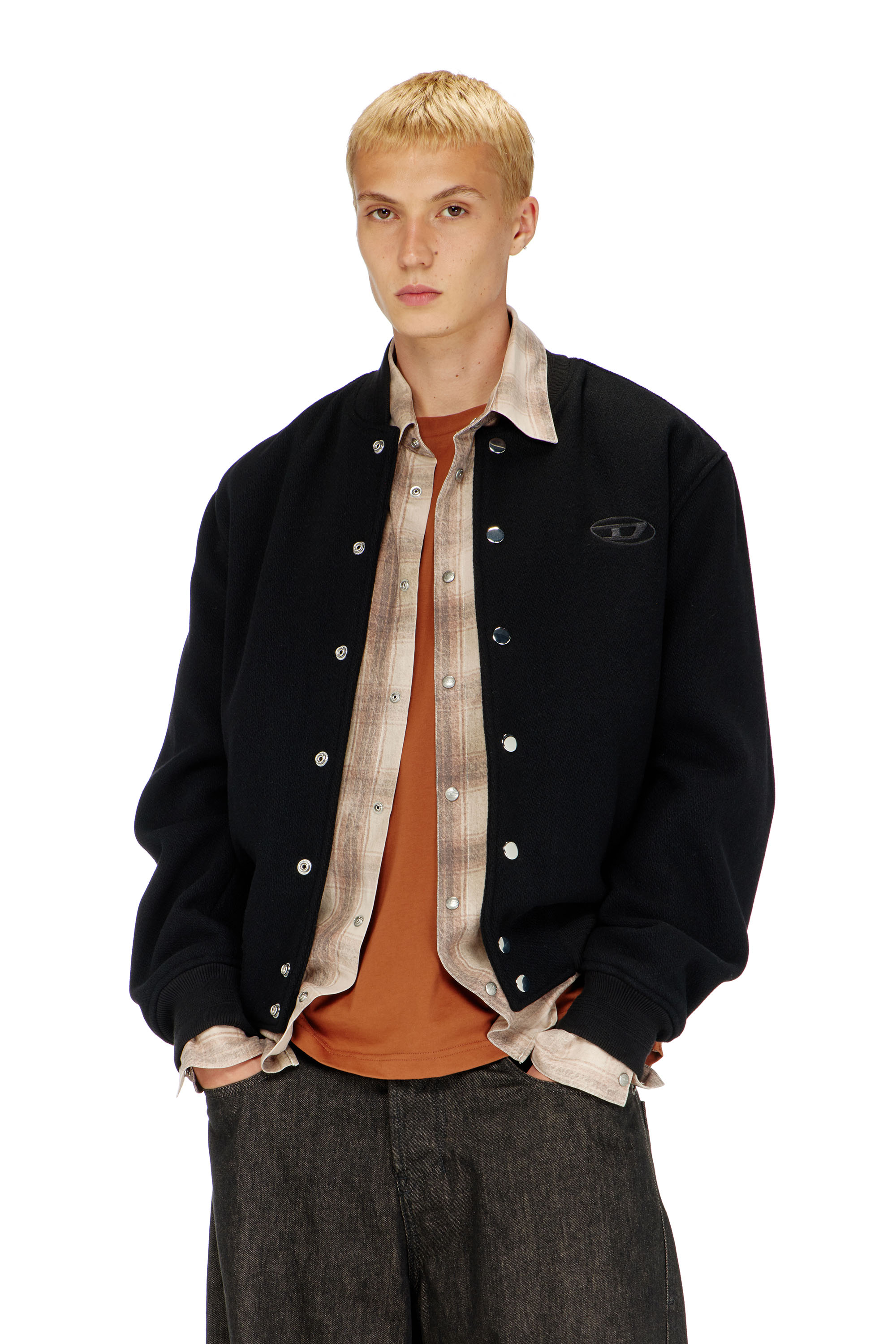 Diesel - Bomber jacket in felted wool blend - Jackets - Man - Black