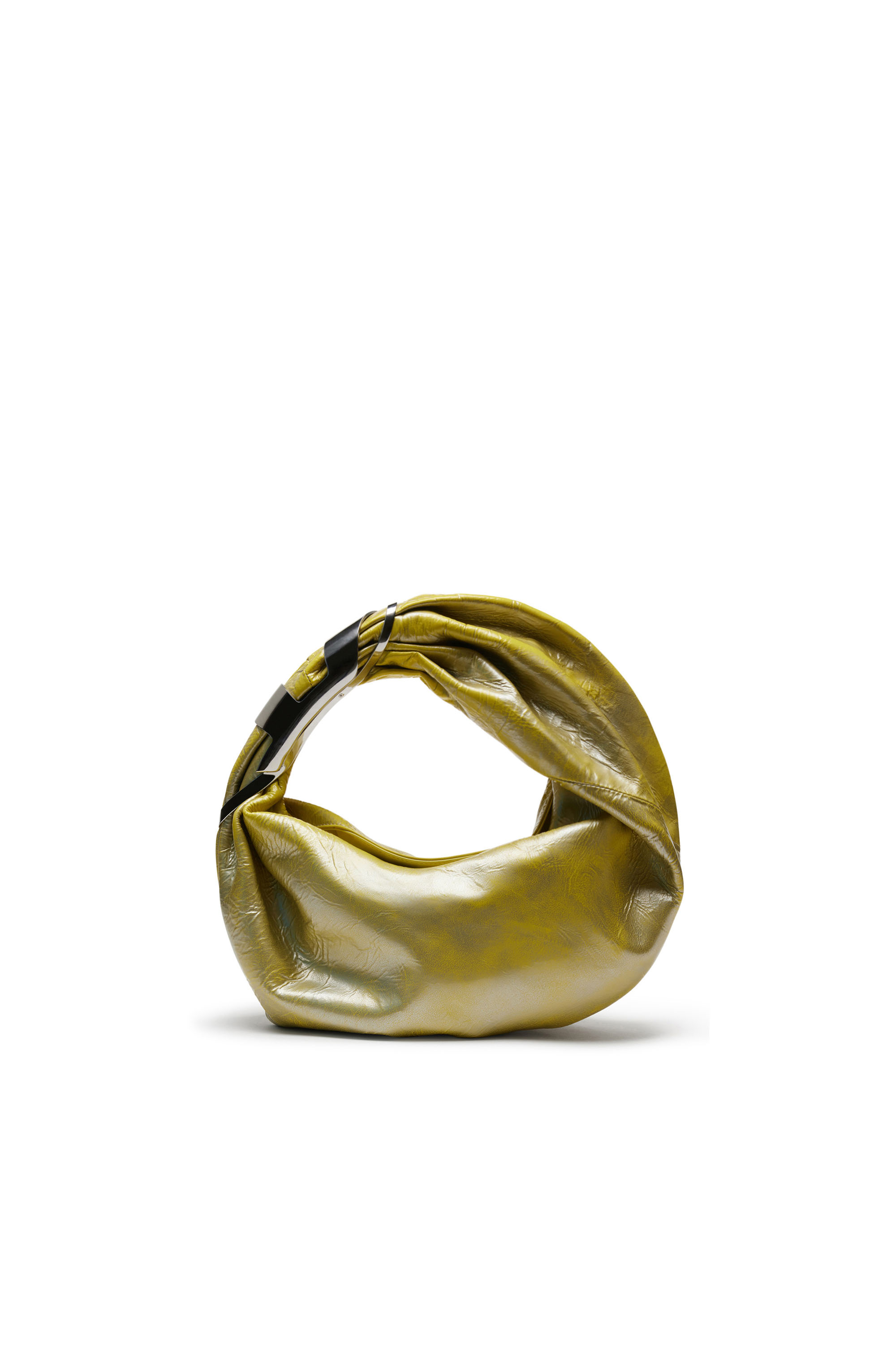 Diesel - Grab-D S-Hobo bag in metallic leather - Shoulder Bags - Woman - Yellow