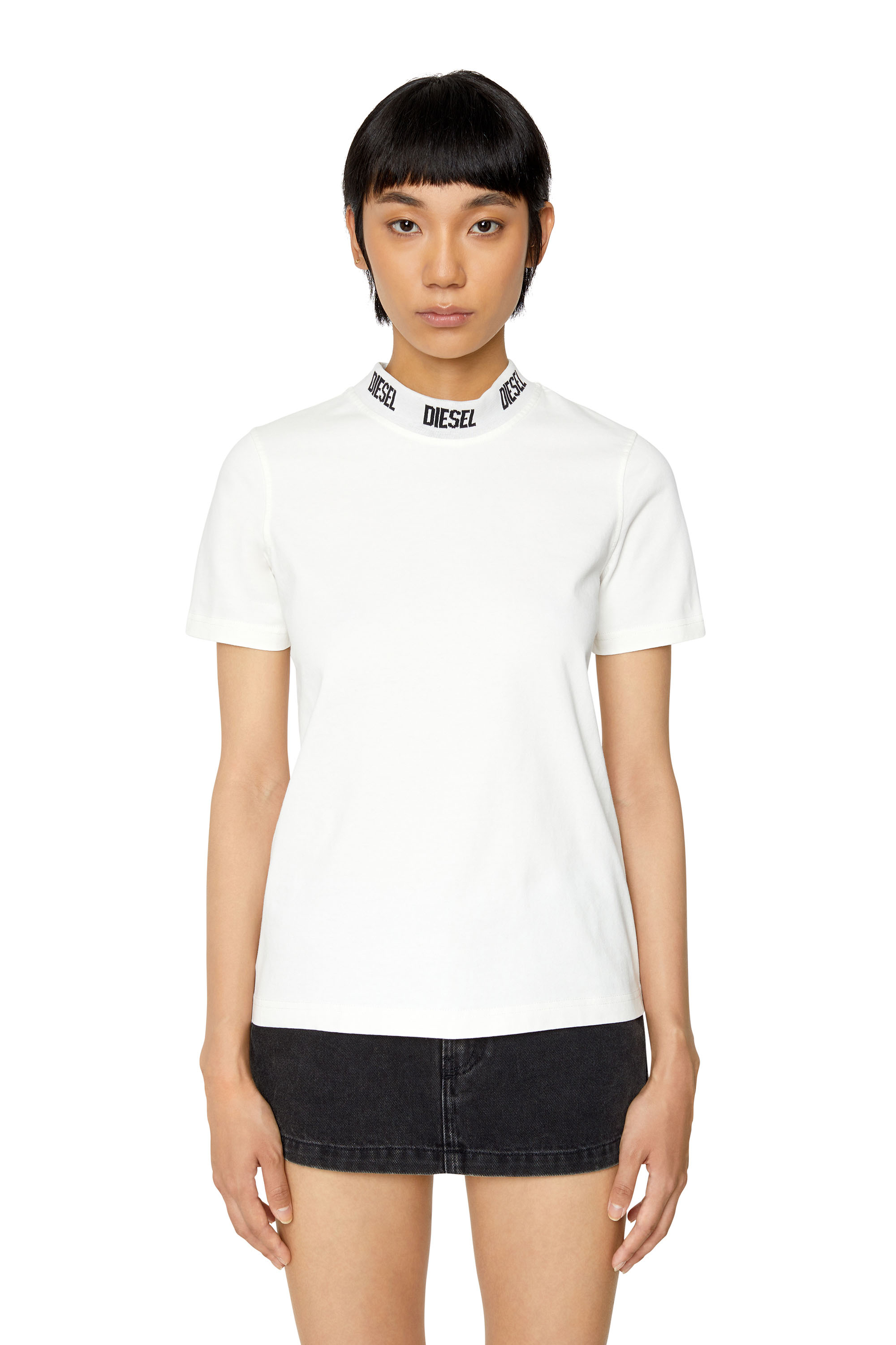 Diesel - T-shirt con logo sul colletto - T-Shirts - Donna - Bianco