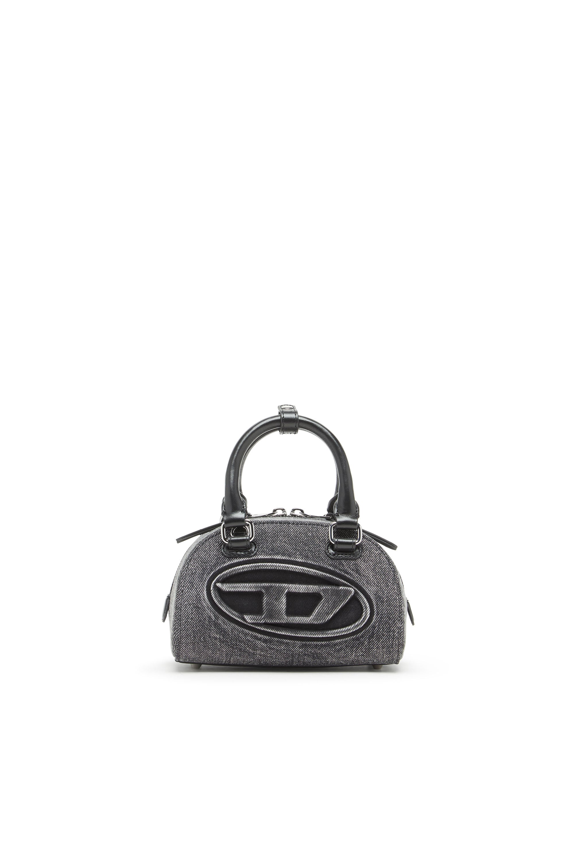 Diesel - 1DR Dome-Small bowling bag in washed denim - Crossbody Bags - Woman - Grey