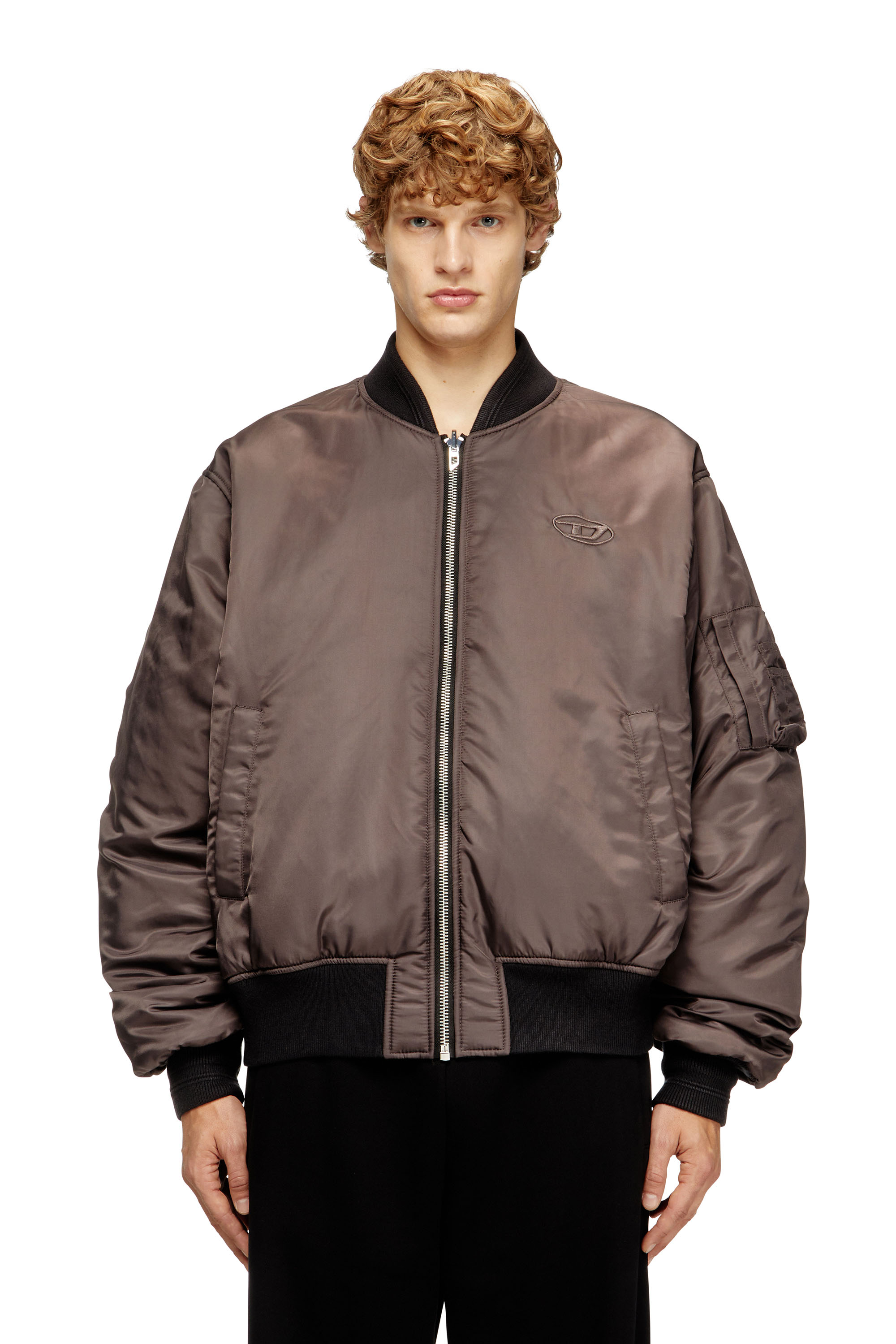 Diesel - W-TYPE-D1, Man's Padded bomber jacket with Oval D embroidery in Black - 4