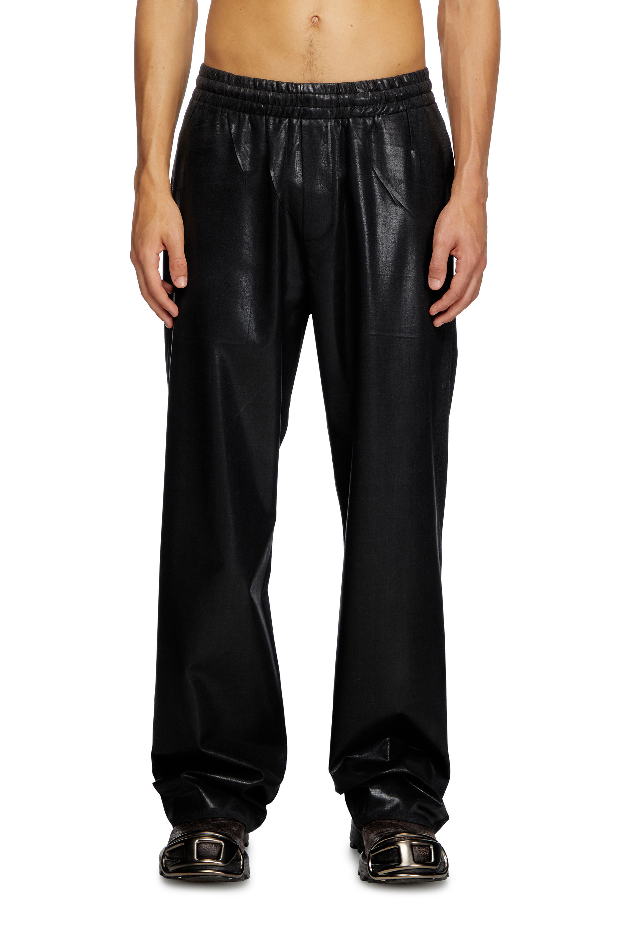 Diesel Pants In Treated Technical Fabric In Black