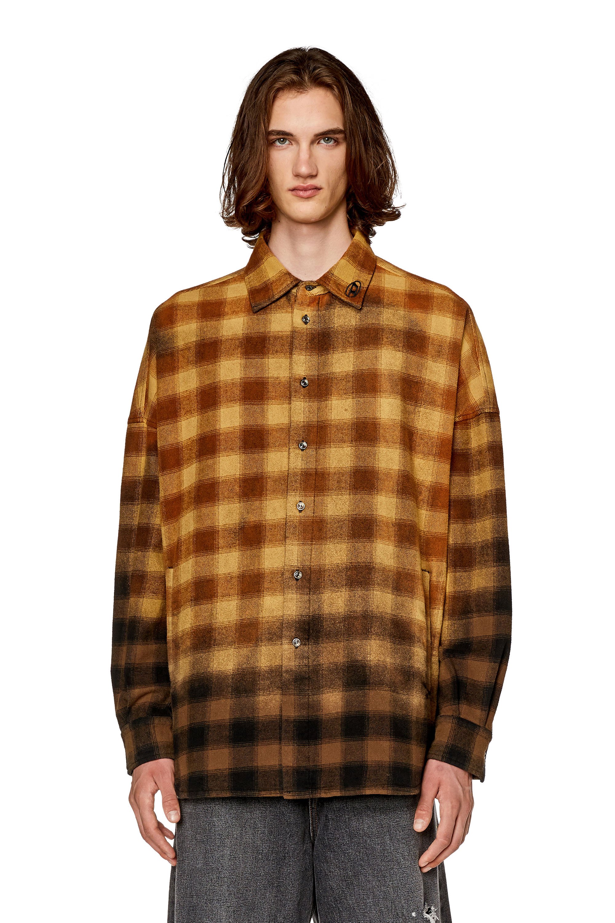 Diesel - Checked shirt with collar embroidery - Shirts - Man - Multicolor