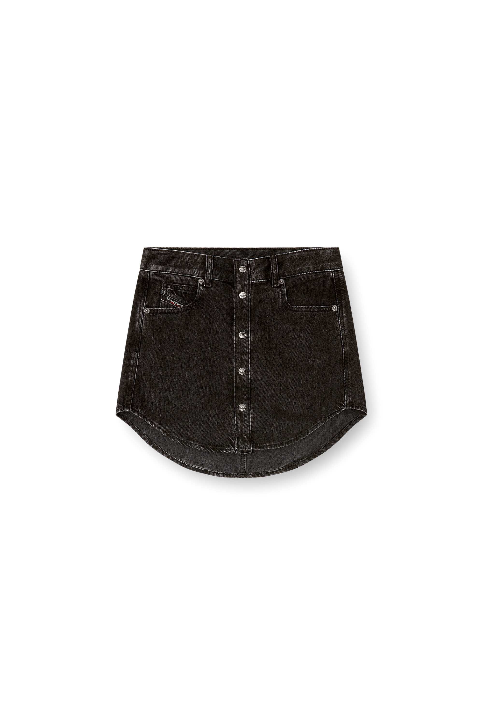 Diesel - DE-ARD, Woman's Denim button-front miniskirt in Black - 3
