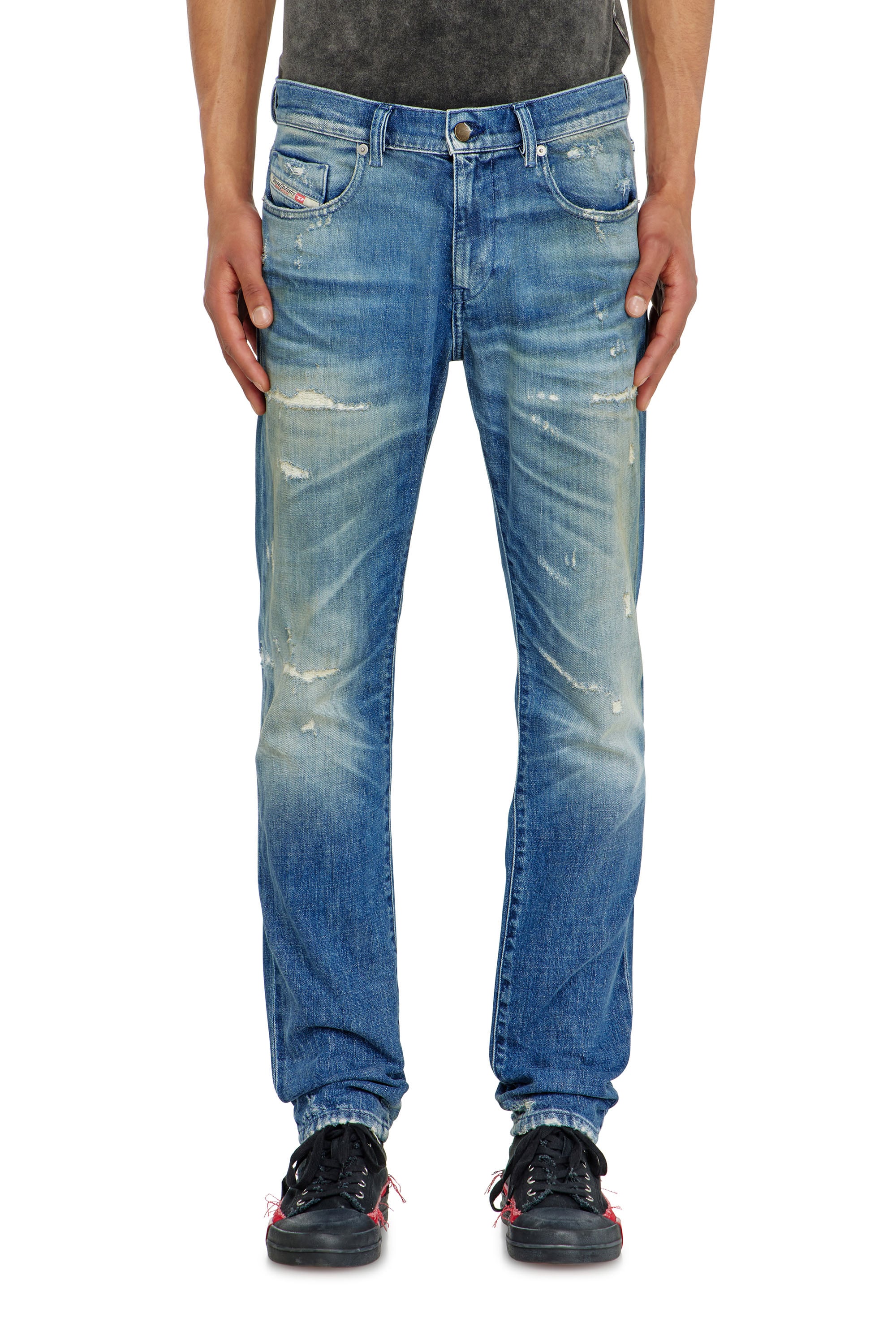 Diesel Hombre Azul Marino Vaqueros Slim Cintura Media 2019 D-Strukt,, Cremallera Talla 38