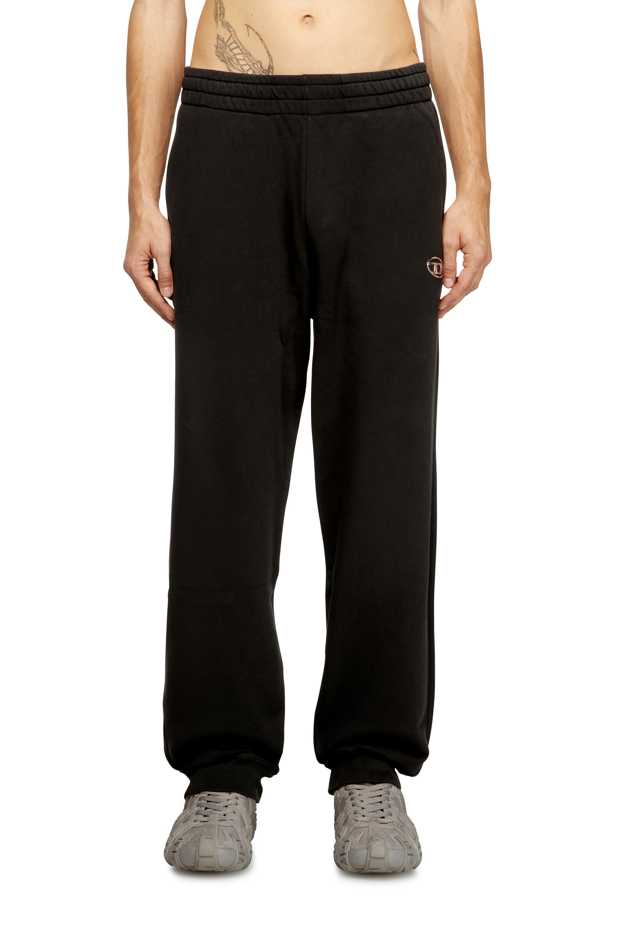 Diesel - P-MARKY-IOD, Man's Cotton sweatpants with metallic Oval D in Black - 1