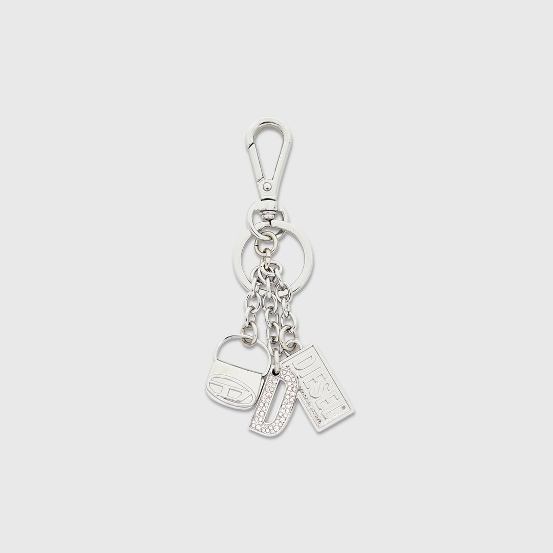 Diesel - Metal keyring with logo charms - Charms and Keyrings - Woman - Silver