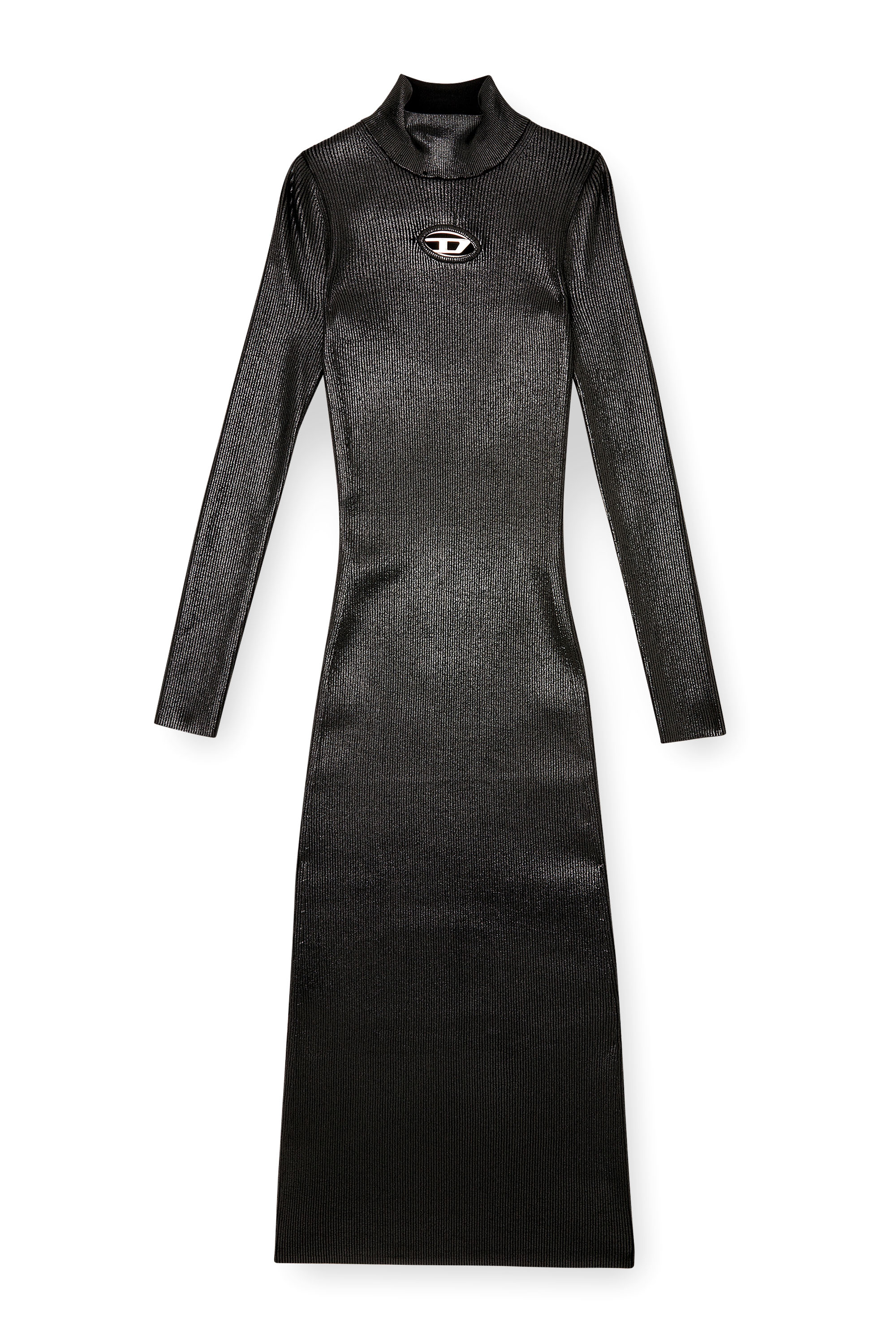 Diesel - M-ZARY-B, Woman's Midi turtleneck dress in shiny knit in Black - 3
