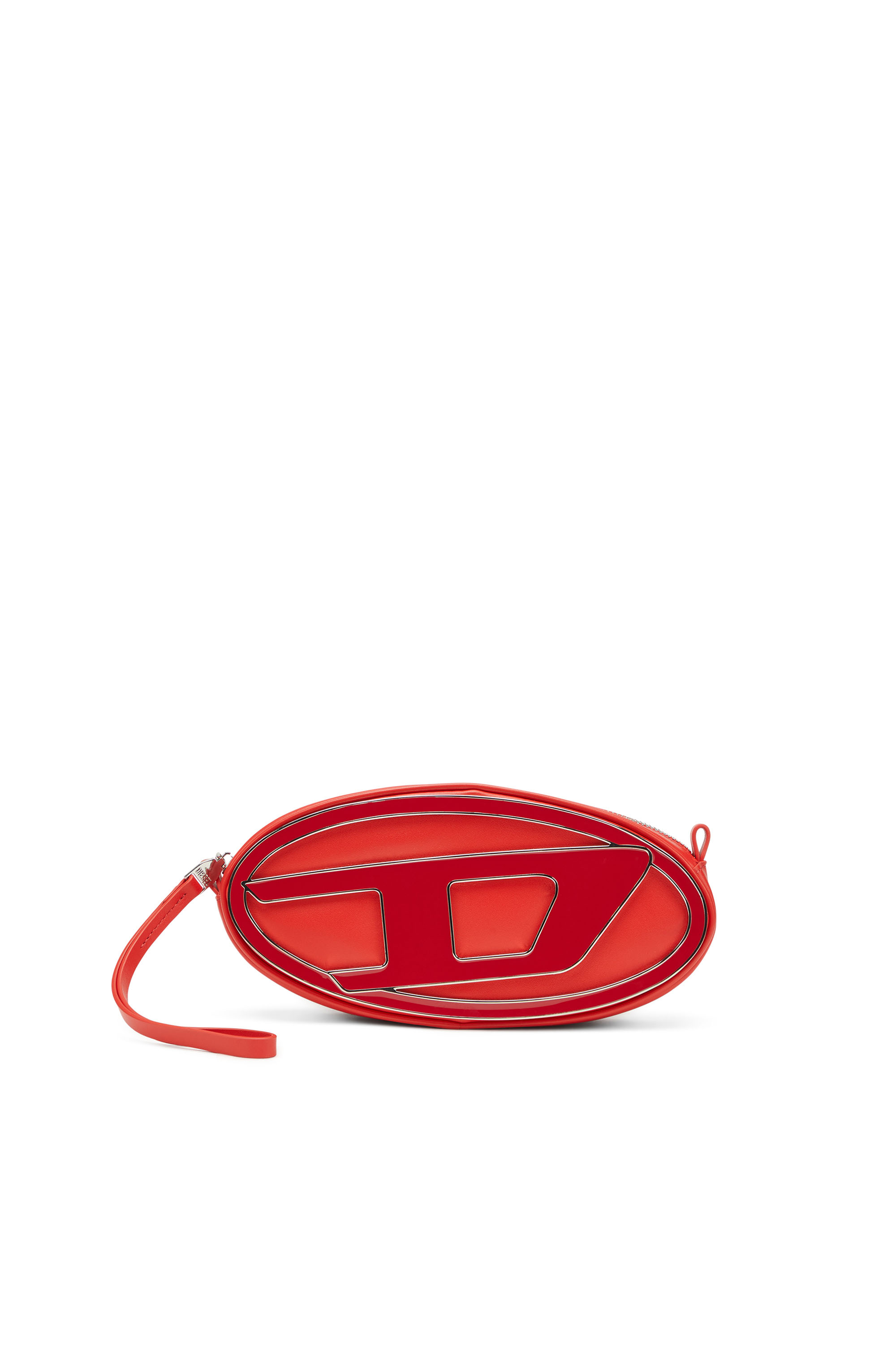 Diesel - 1DR-Pouch - Bandolera pequeña de cuero con placa con logotipo - Bolso cruzados - Mujer - Rojo