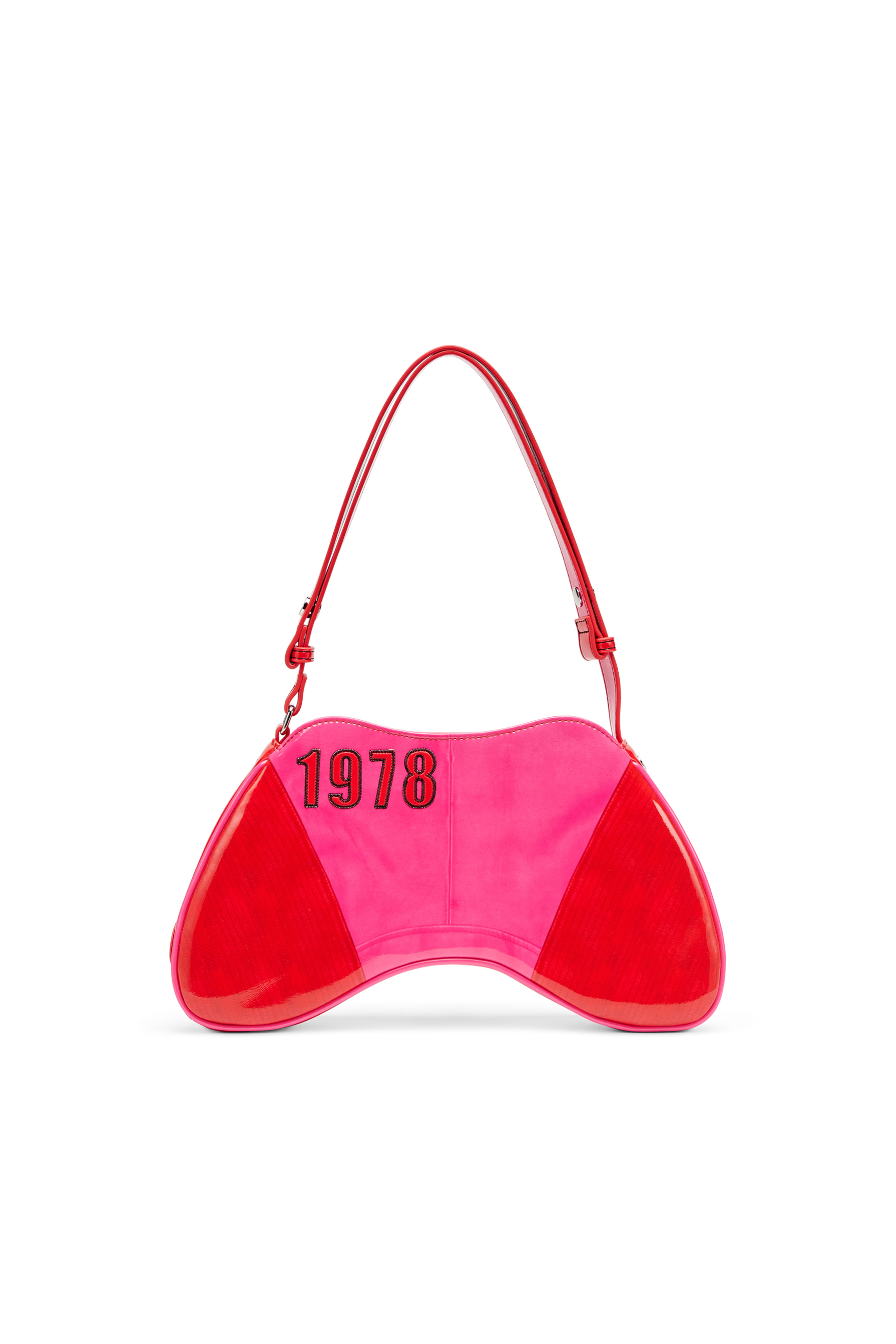 Diesel - PLAY SHOULDER, Woman's Play-Glossy shoulder bag with biker details in Pink - 4
