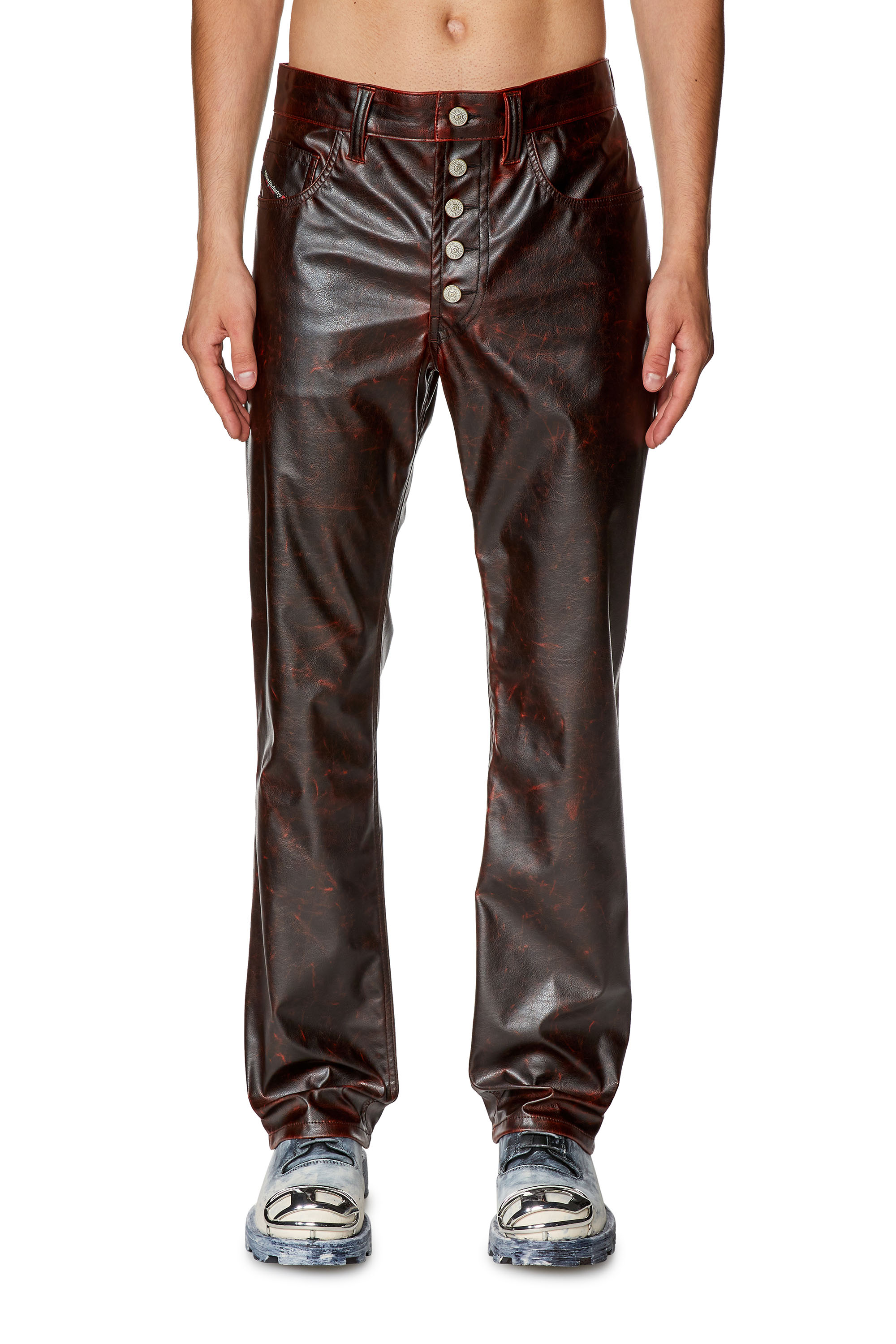 Diesel - Pants in coated technical fabric - Pants - Man - Red