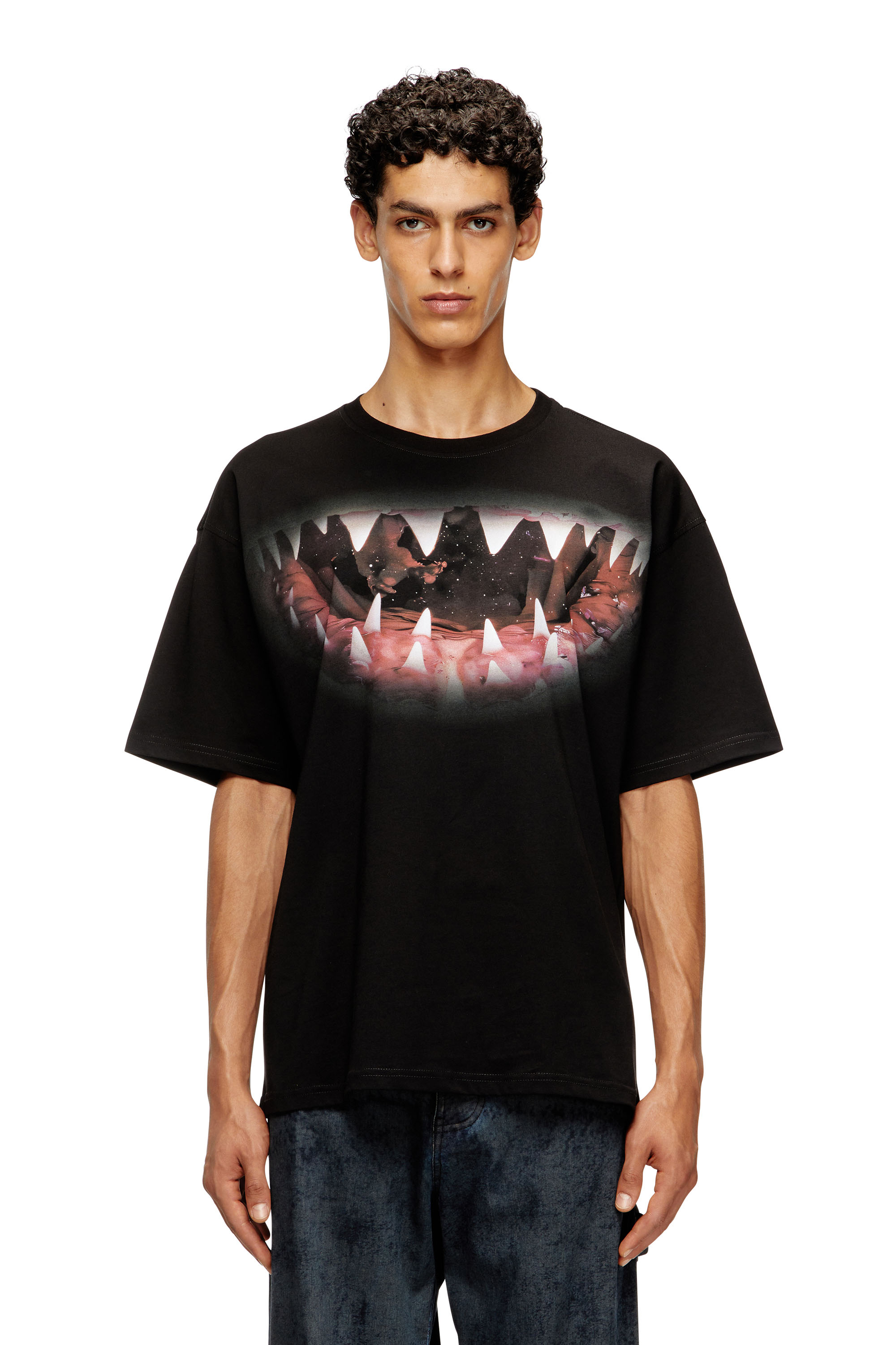 Diesel Crew Neck Graphic Print Relaxed Fit T-shirt In Multi