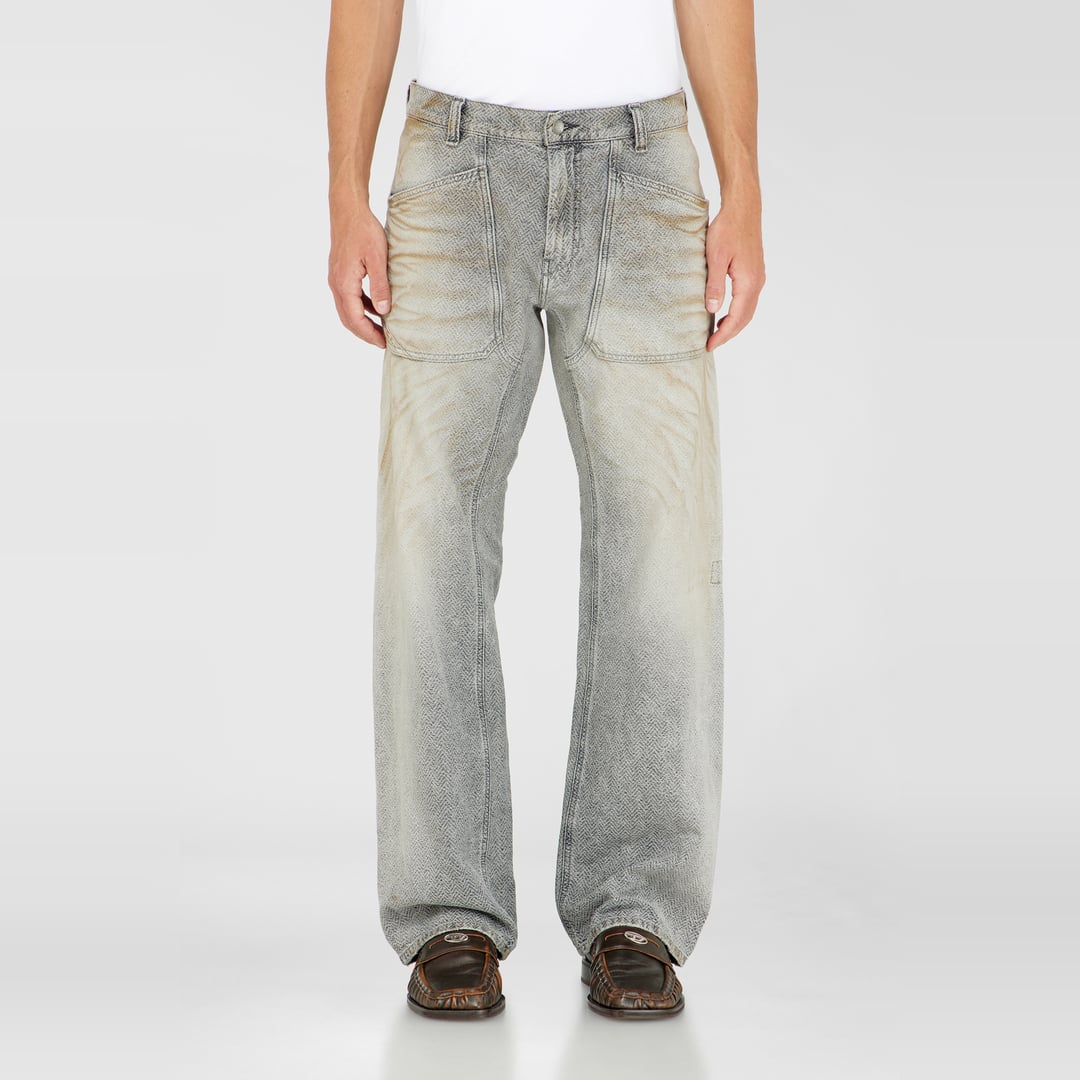 Diesel Relaxed Jeans Regular Waist D-Zeta, Grey, Zip fly