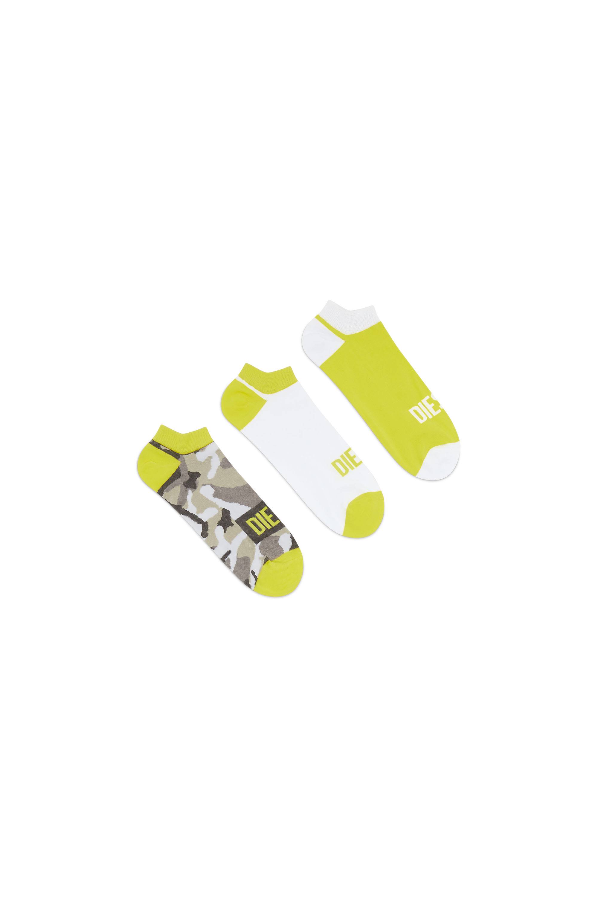 Diesel Three-pack Low-cut Camo Socks In Multicolor