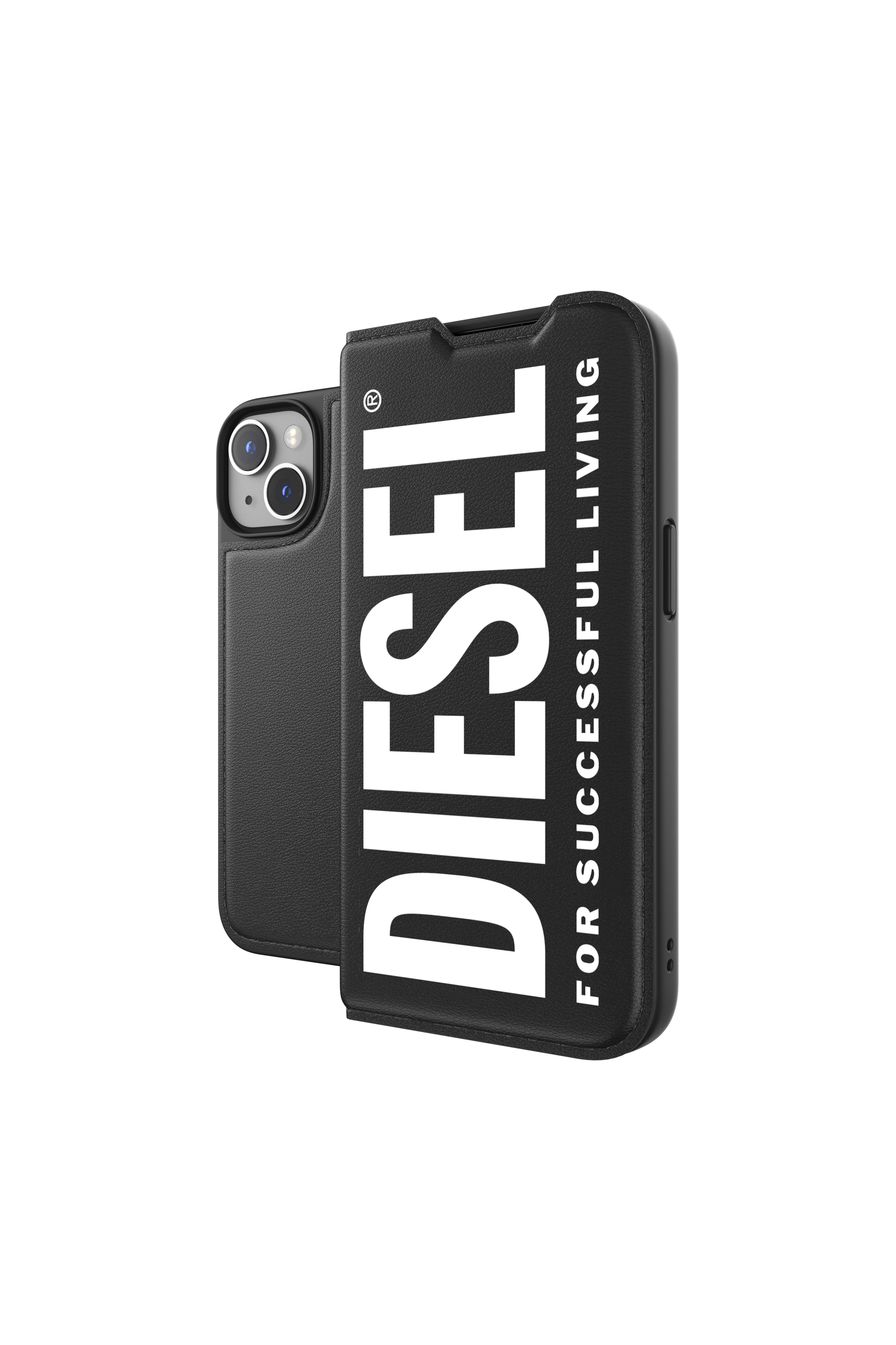 Diesel - Custodia a portafoglio per iPhone 14 - Cover - Unisex - Nero