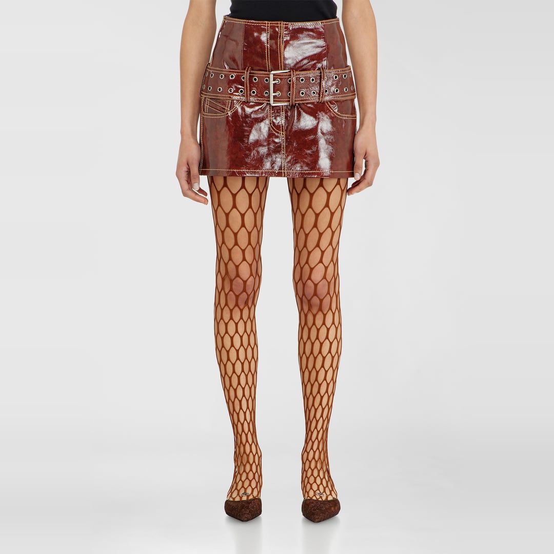Diesel - Patent-leather miniskirt with belt - Skirts - Woman - Red