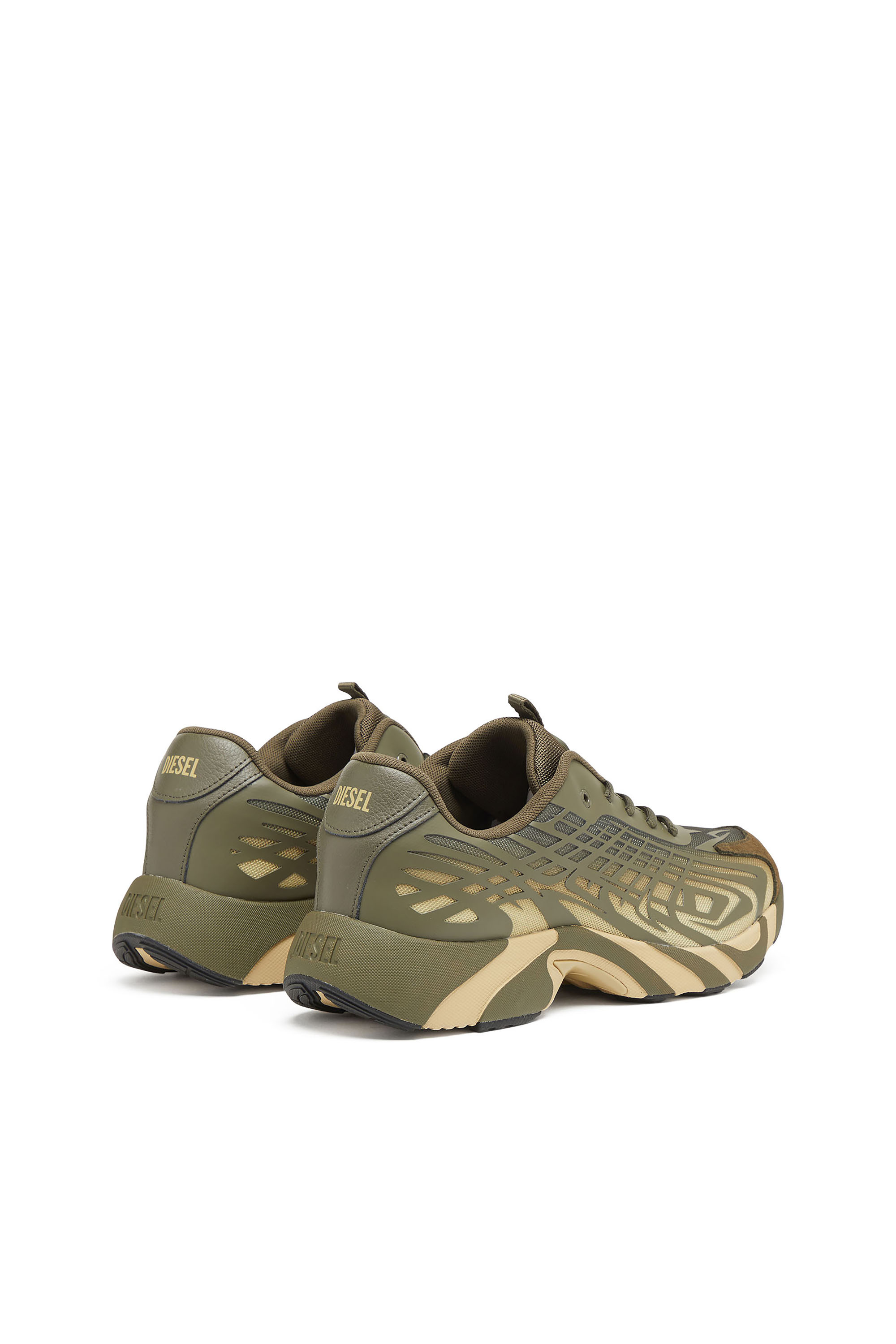 Diesel - S-D-VIT'S 500 LOW, Man's D-Vit-Sneakers in striped d&eacute;grad&eacute; mesh in Green/Brown - 4