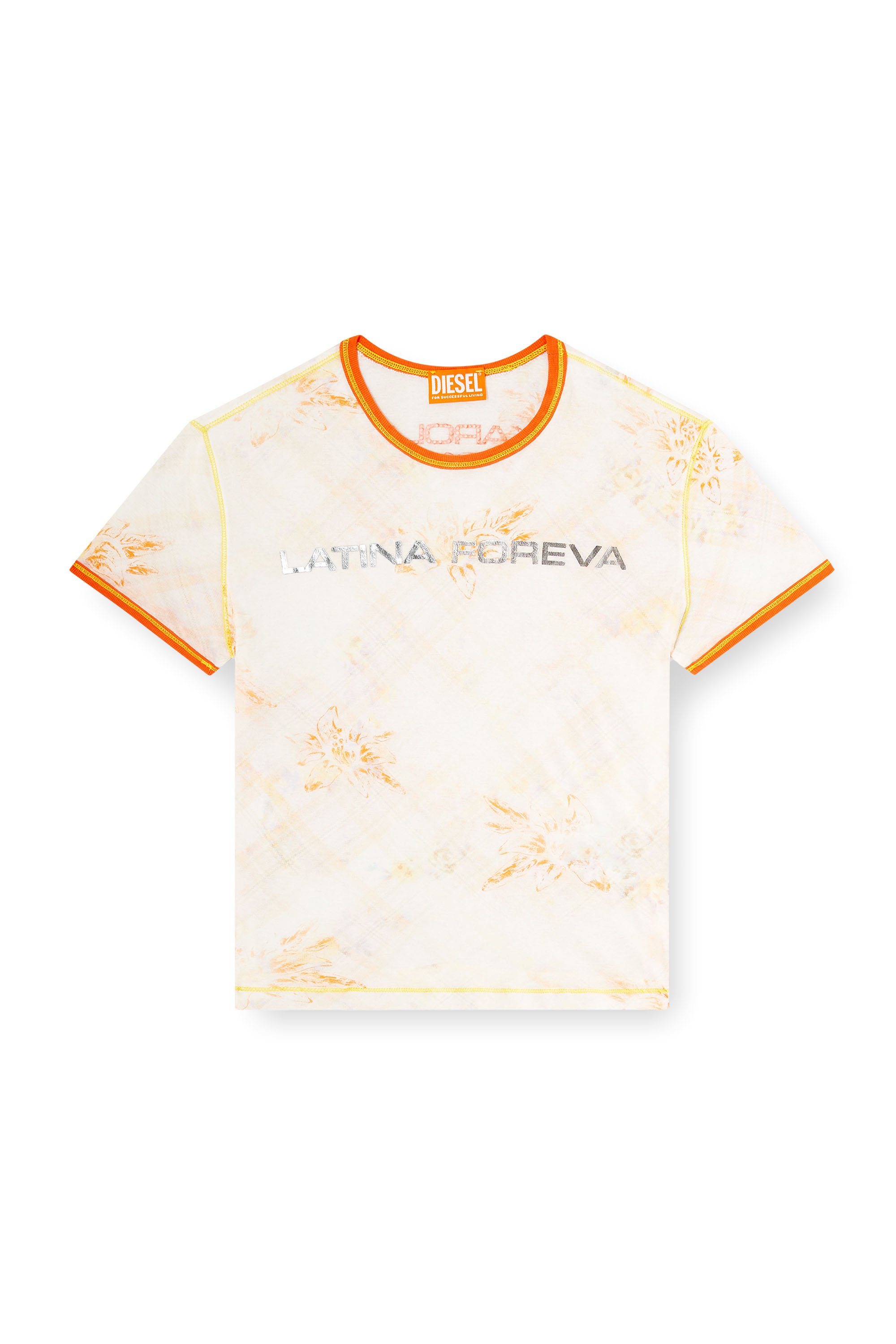Diesel - L_Tina 4eva Tee, Woman's T-shirt with Latina Foreva print in White/Orange - 3