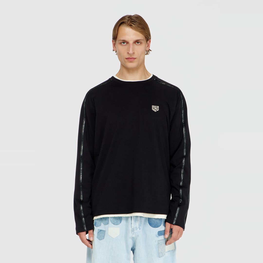 Diesel - Long-sleeve T-shirt with tonal trims - T-Shirts - Man - Black