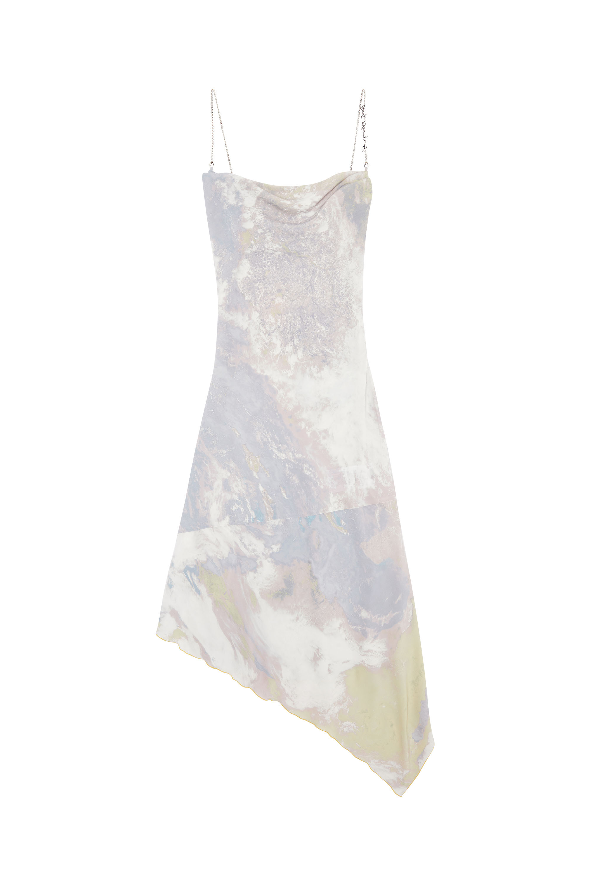 Diesel Printed Slip Dress With Chain Straps In Grey