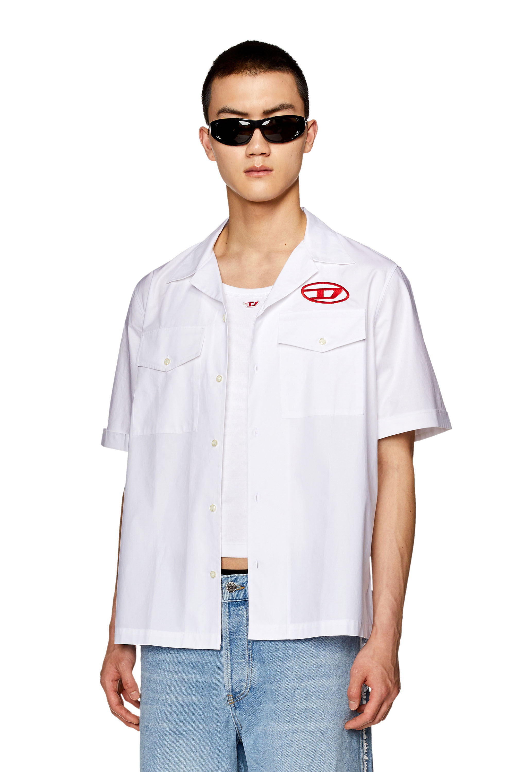 Diesel - Bowling shirt with embroidered logo - Shirts - Man - Multicolor
