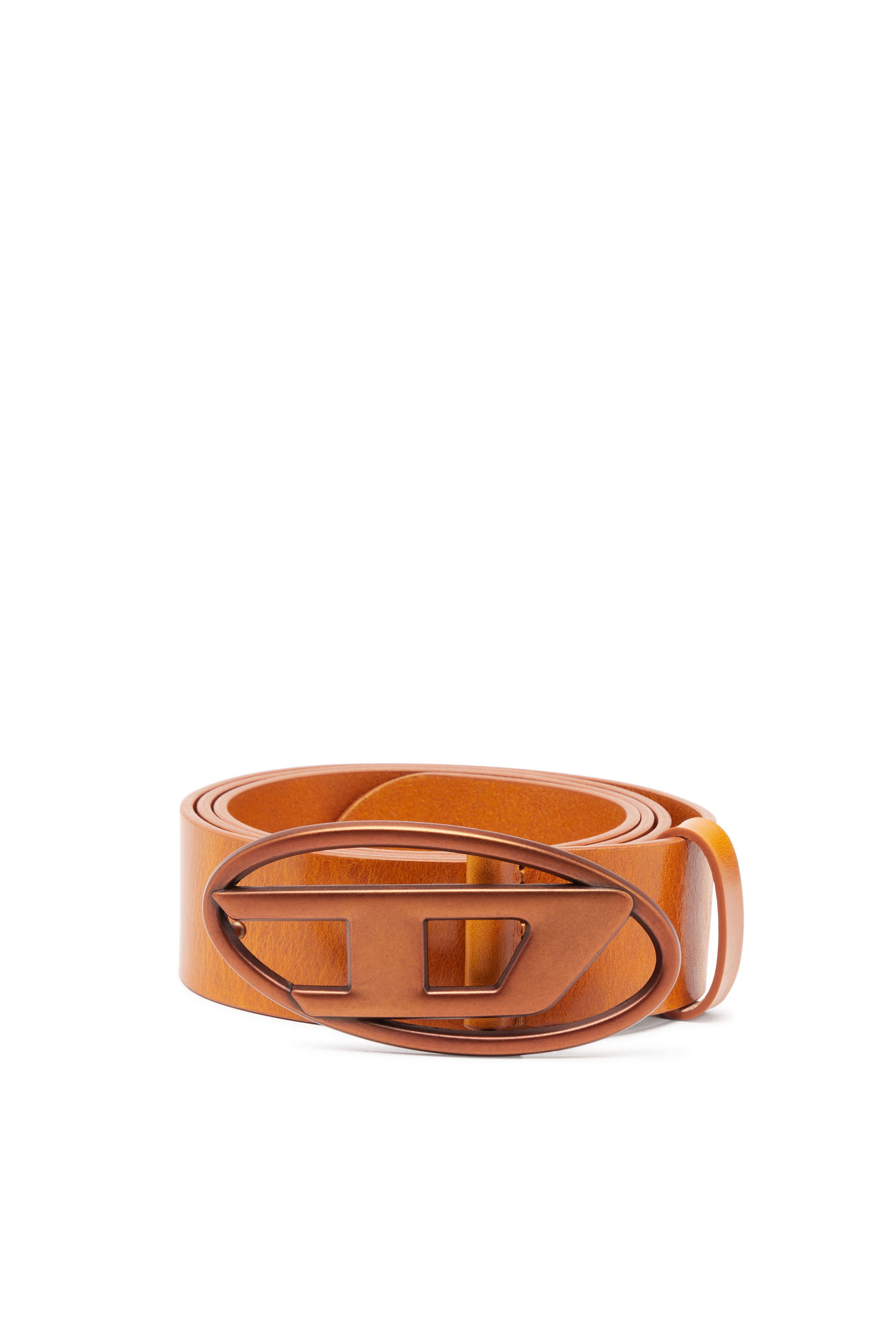 Diesel - Leather belt with tonal buckle - Belts - Unisex - Orange