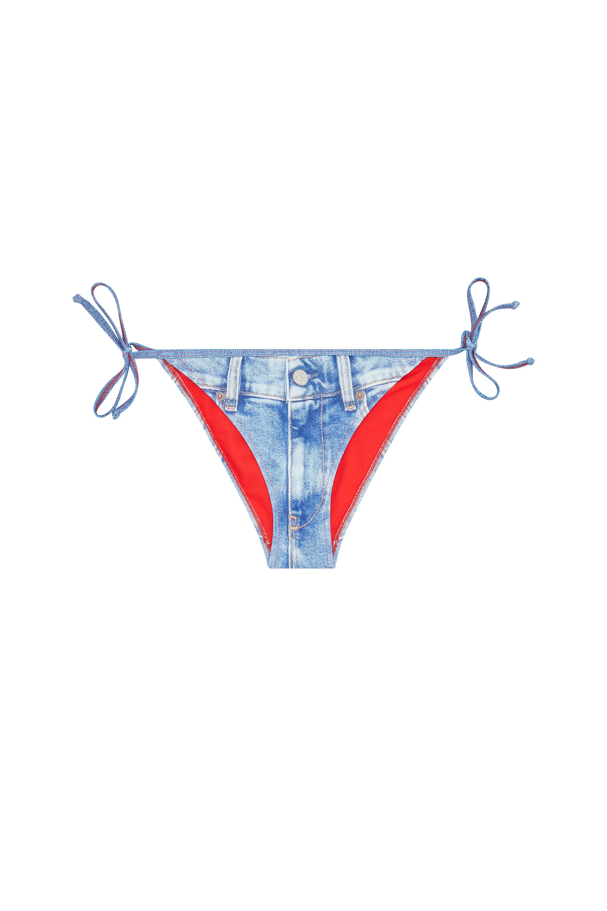Diesel - Slip bikini con stampa denim trompe-l'oeil - Slip bikini - Donna - Blu