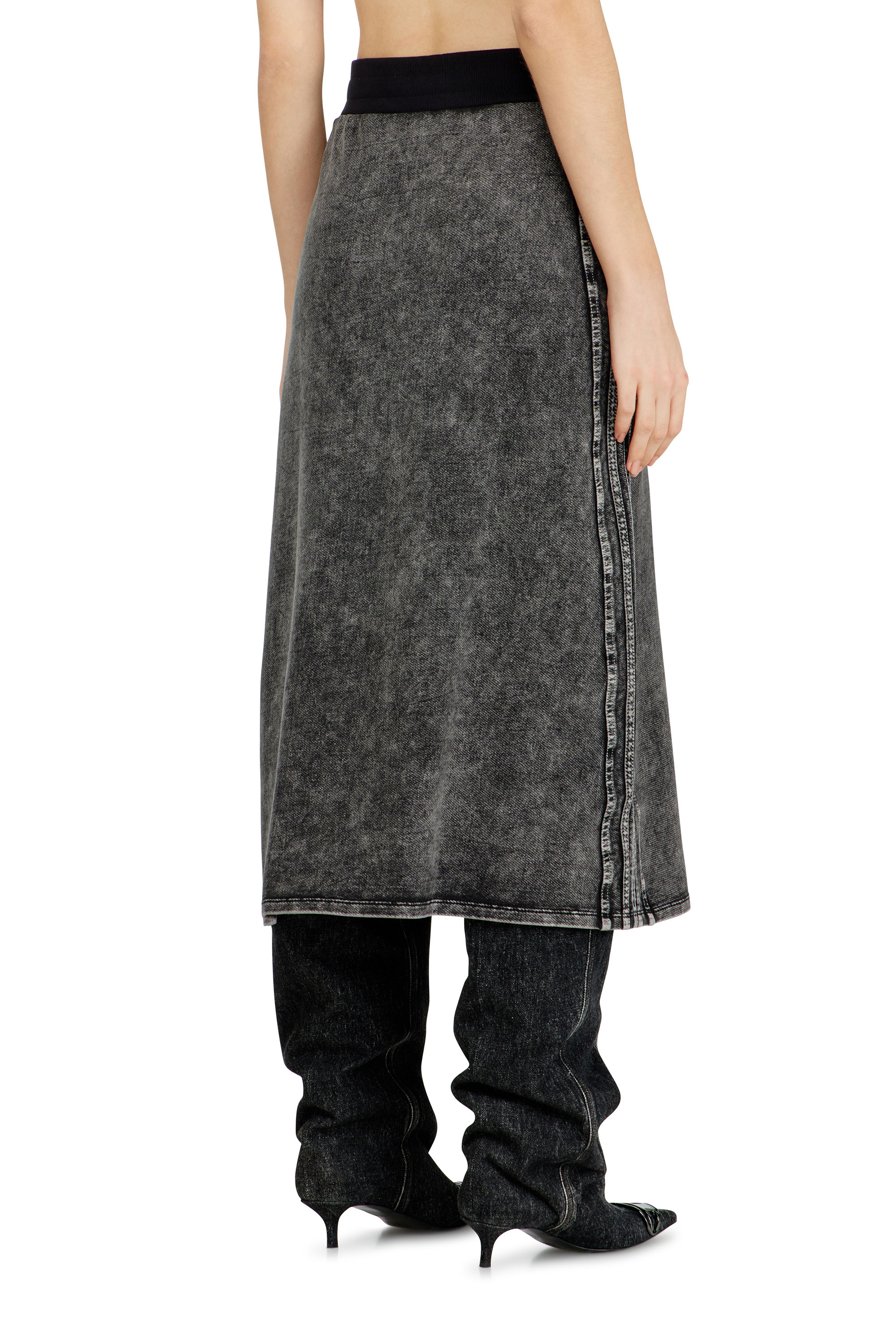 Diesel - O-ERMY, Woman's Fleece cotton skirt with side bands in null - 3