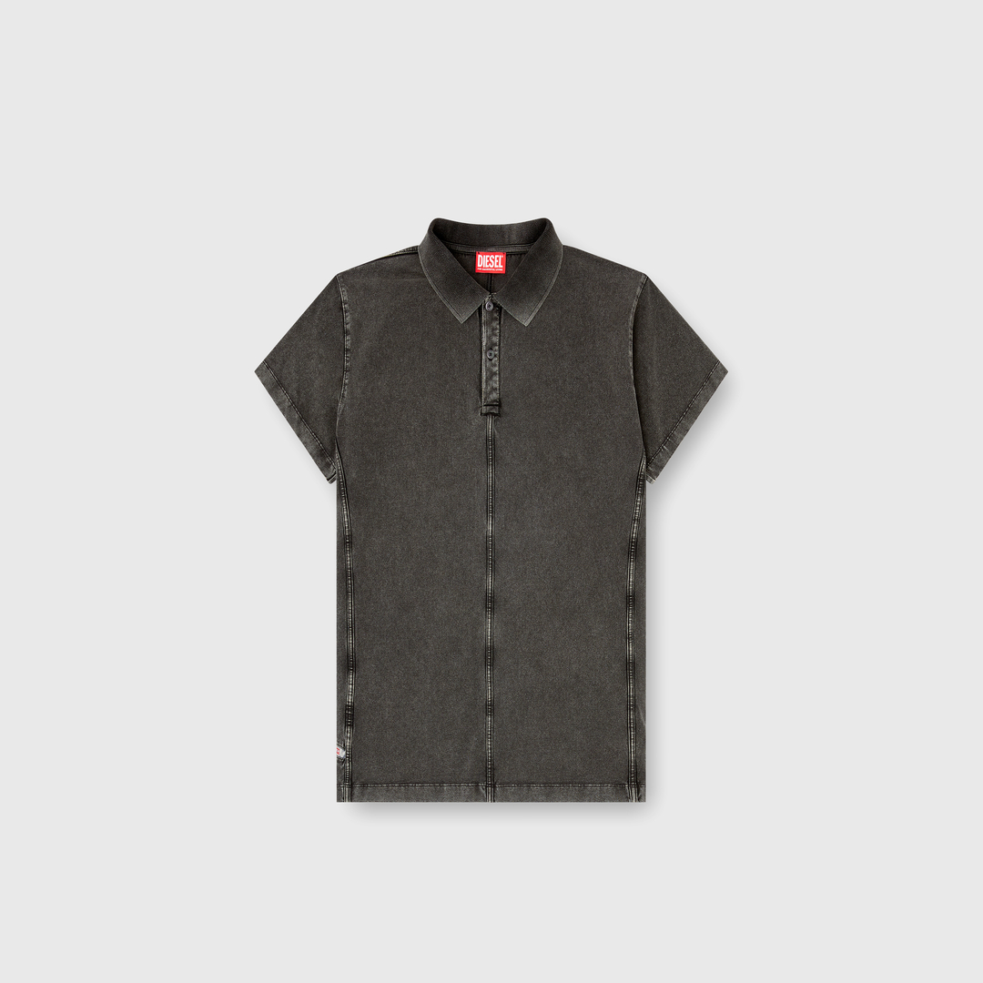 Diesel - Polo shirt in denim-look jersey - Polos - Man - Black