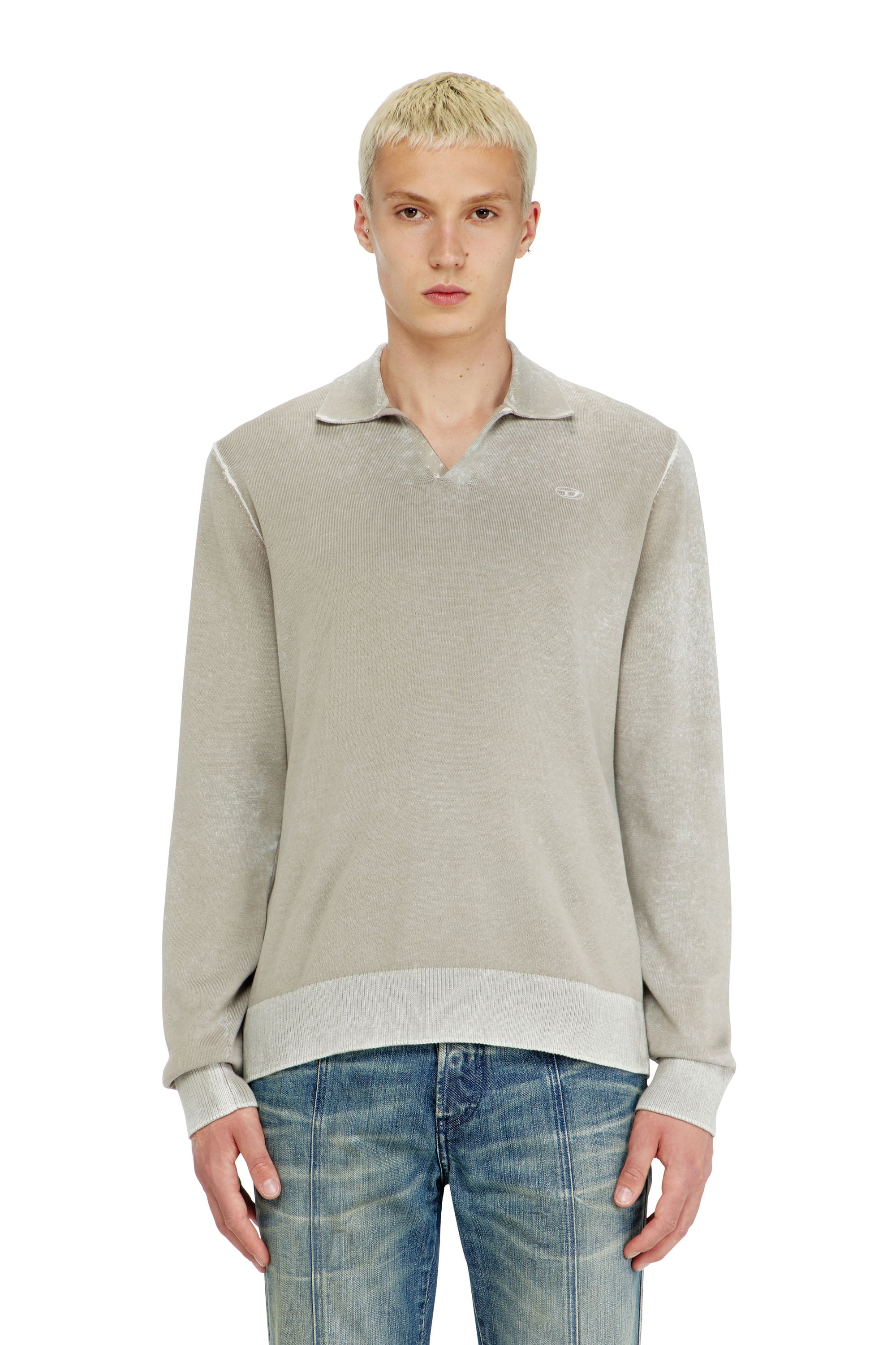 Diesel - Polo jumper with faded reverse print - Knitwear - Man - Beige