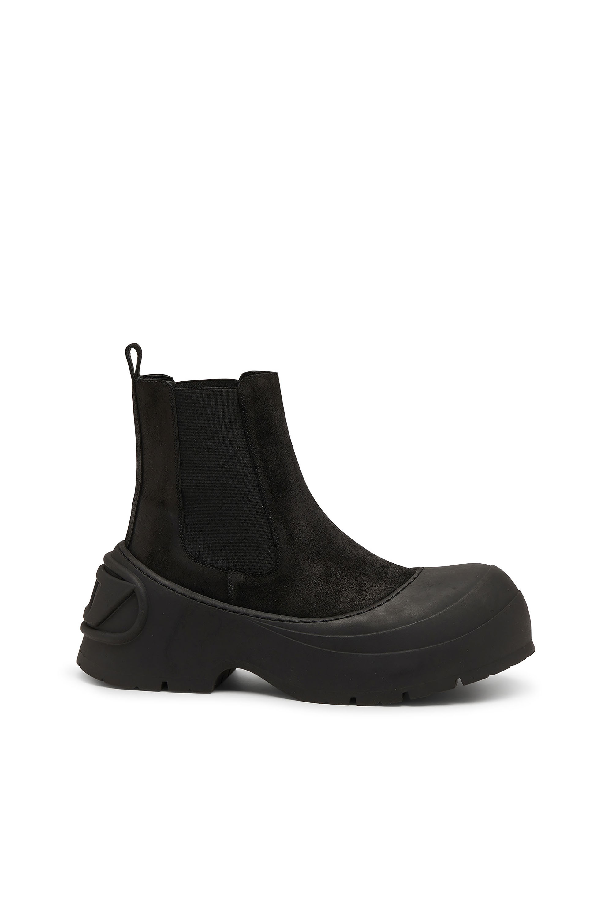 Diesel D-donald-chelsea Boots In Waxed Suede And Rubber In Black