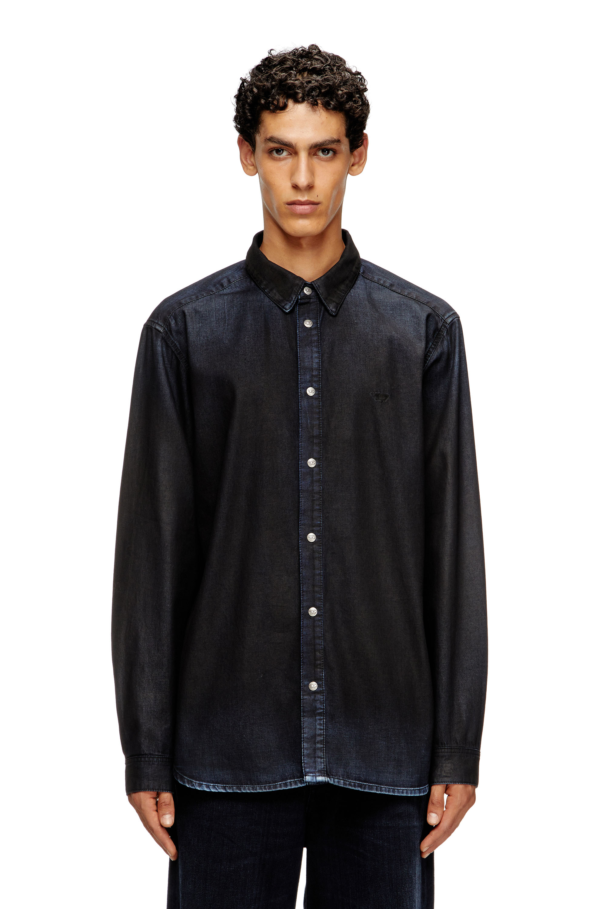 Diesel - D-SIMPLY, Man's Long-sleeve denim shirt in Dark Blue - 1
