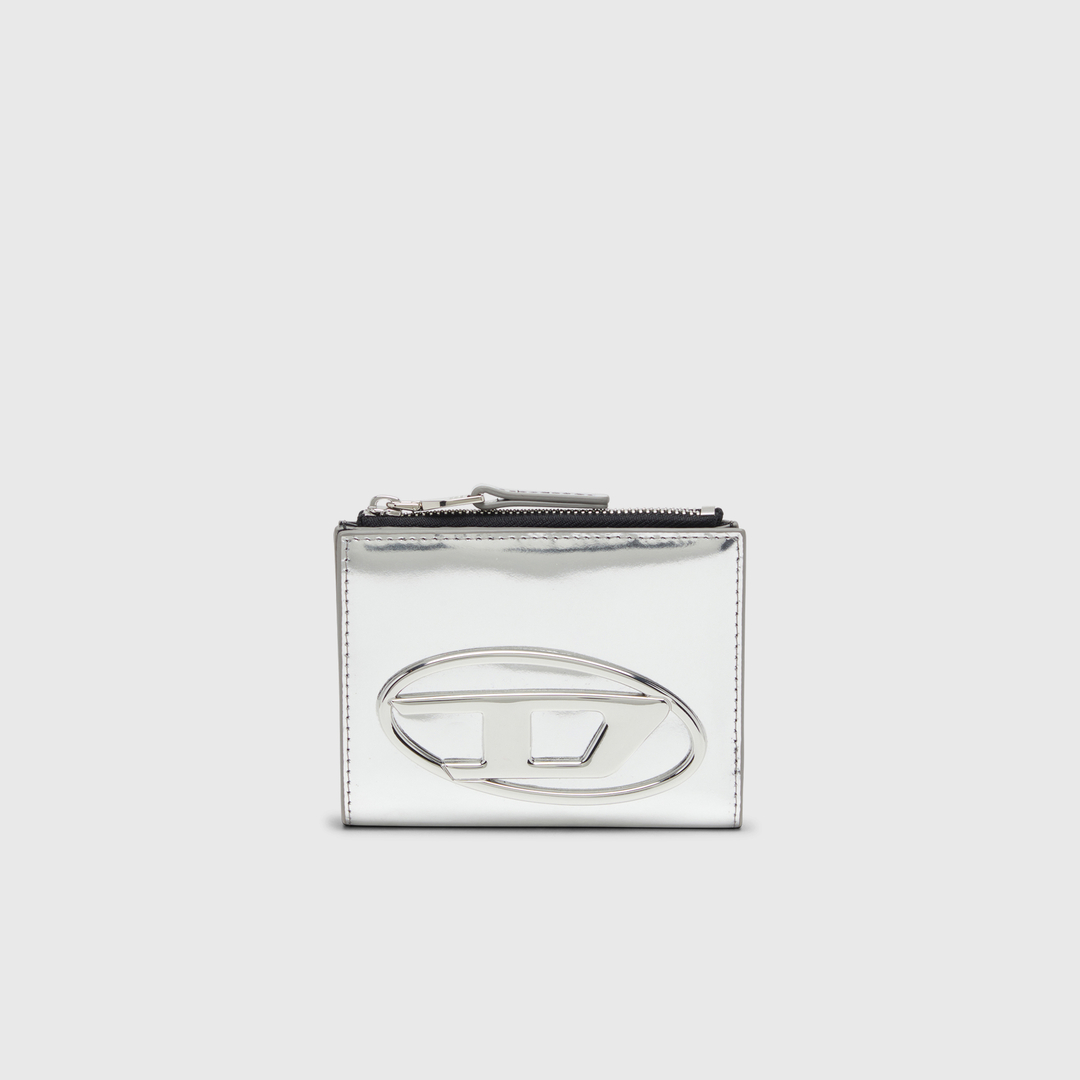 Diesel - Bi-fold leather wallet with Oval D logo - Small Wallets - Woman - Silver