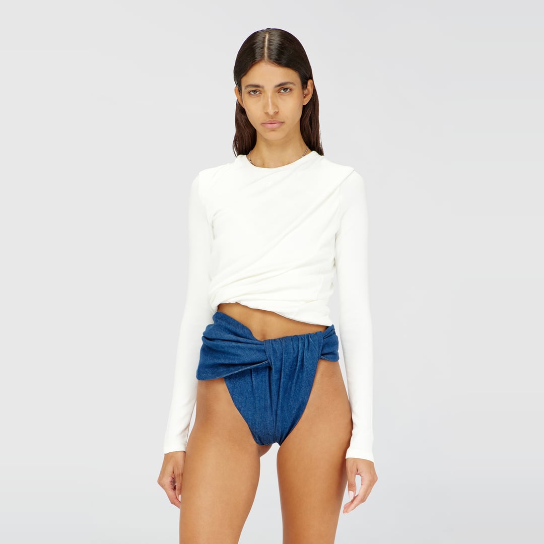 Diesel - Rucked-up long-sleeve T-shirt in double-layer jersey - Tops - Woman - White