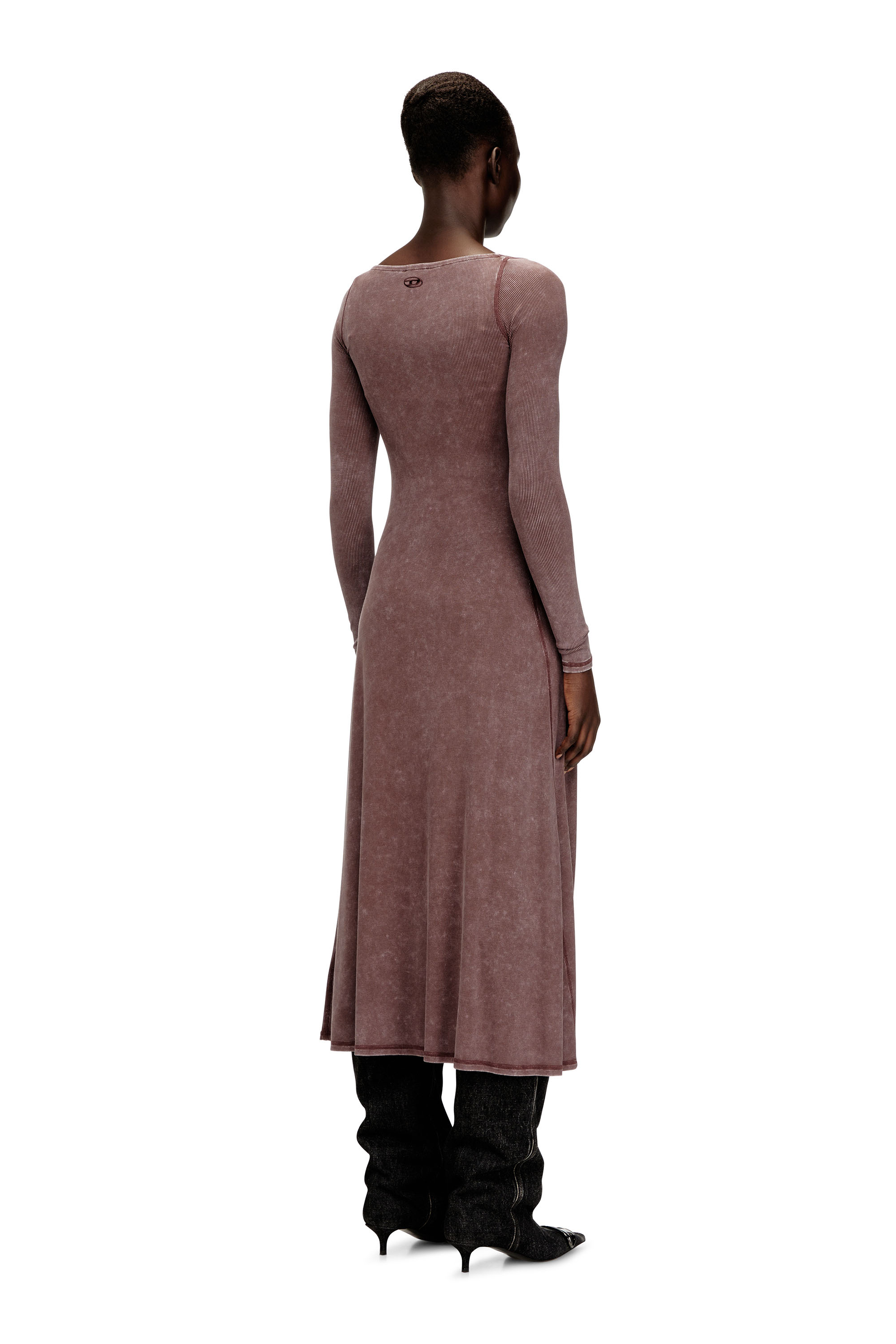 Diesel - D-LEY, Woman's Midi dress in faded ribbed jersey in Pink - 4