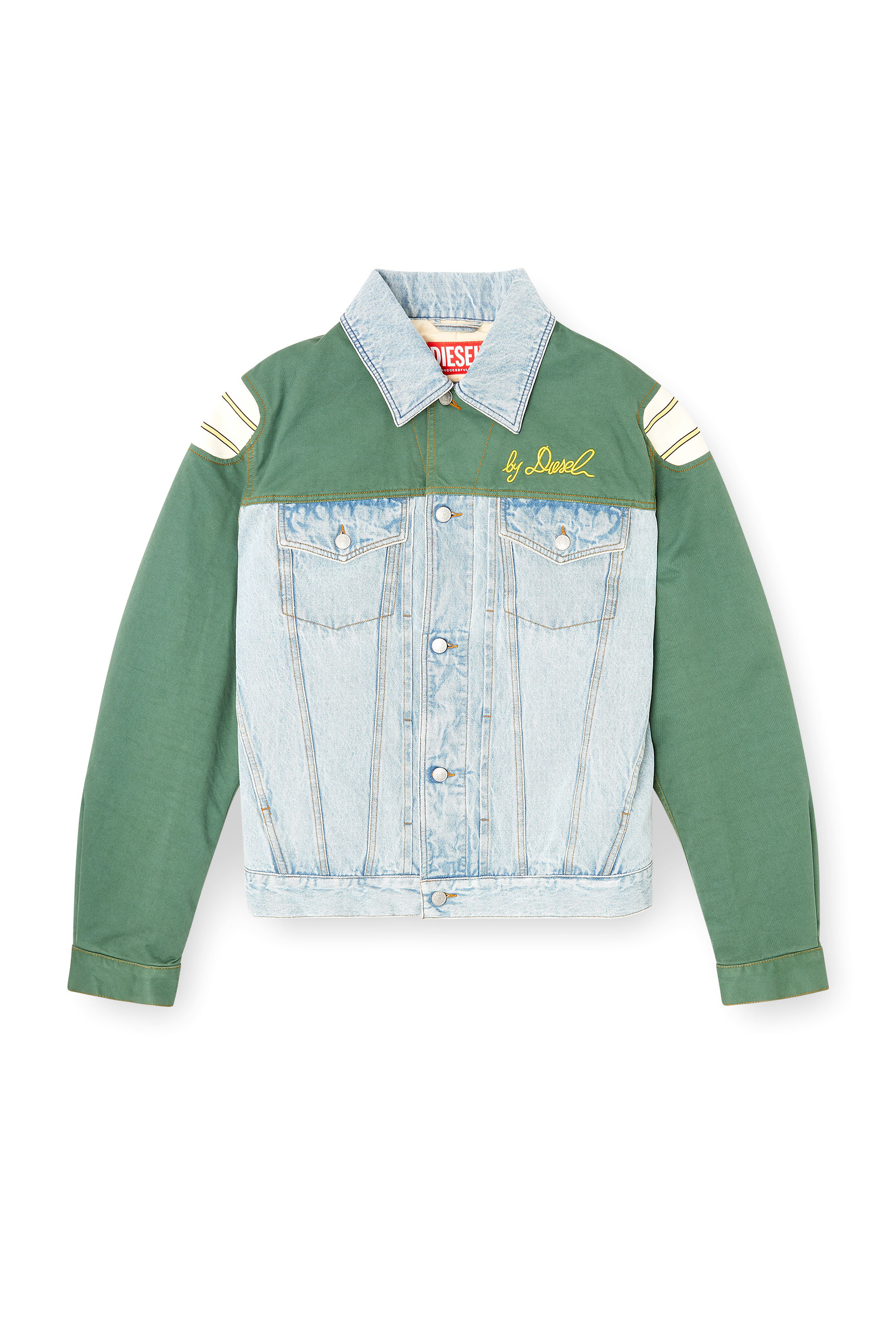 Diesel - J-GIANT-20TH, Unisex's Denim jacket with cotton insert in Green/Blue - 3